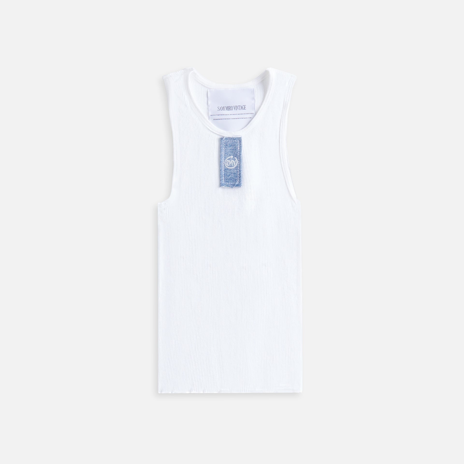 Sami Miro Vintage Blue Denim Scrap Tank - White