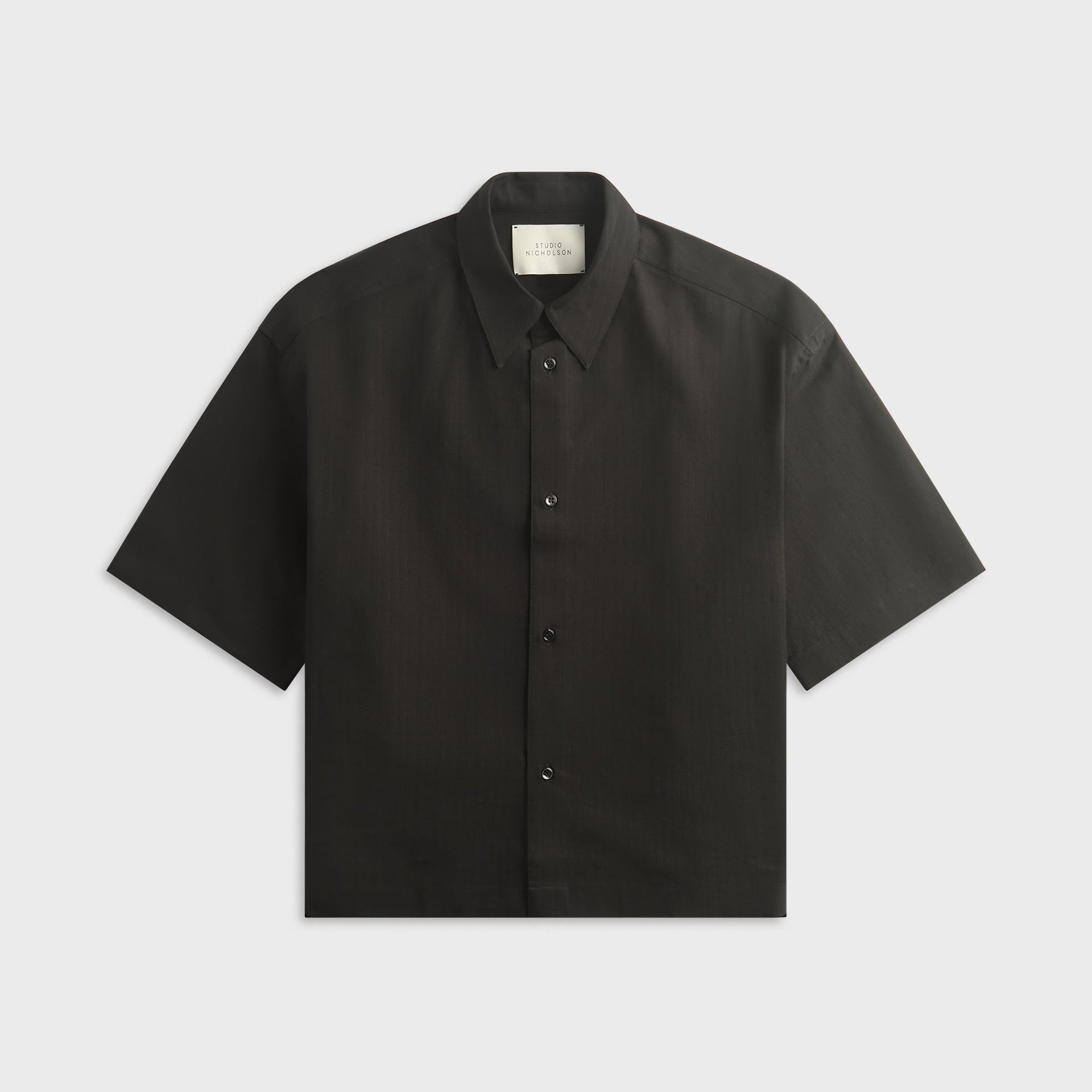 Studio Nicholson Sanko Matelasse Short Sleeve Shirt - Black