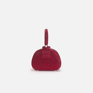 Self-Portrait Rhinestone Top Handle Micro Bag - Burgundy