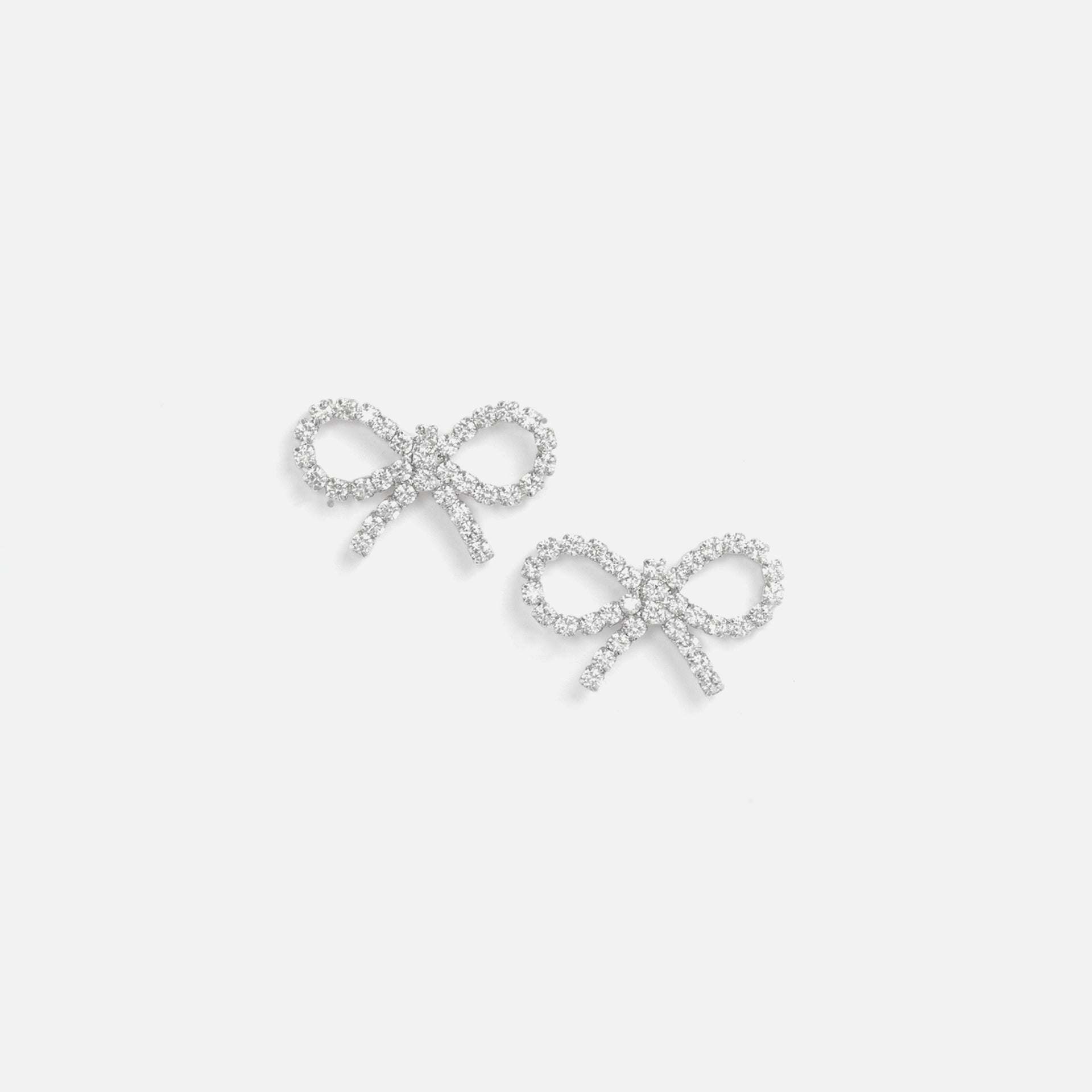 Self-Portrait Mini Bow Crystal Earrings - Silver