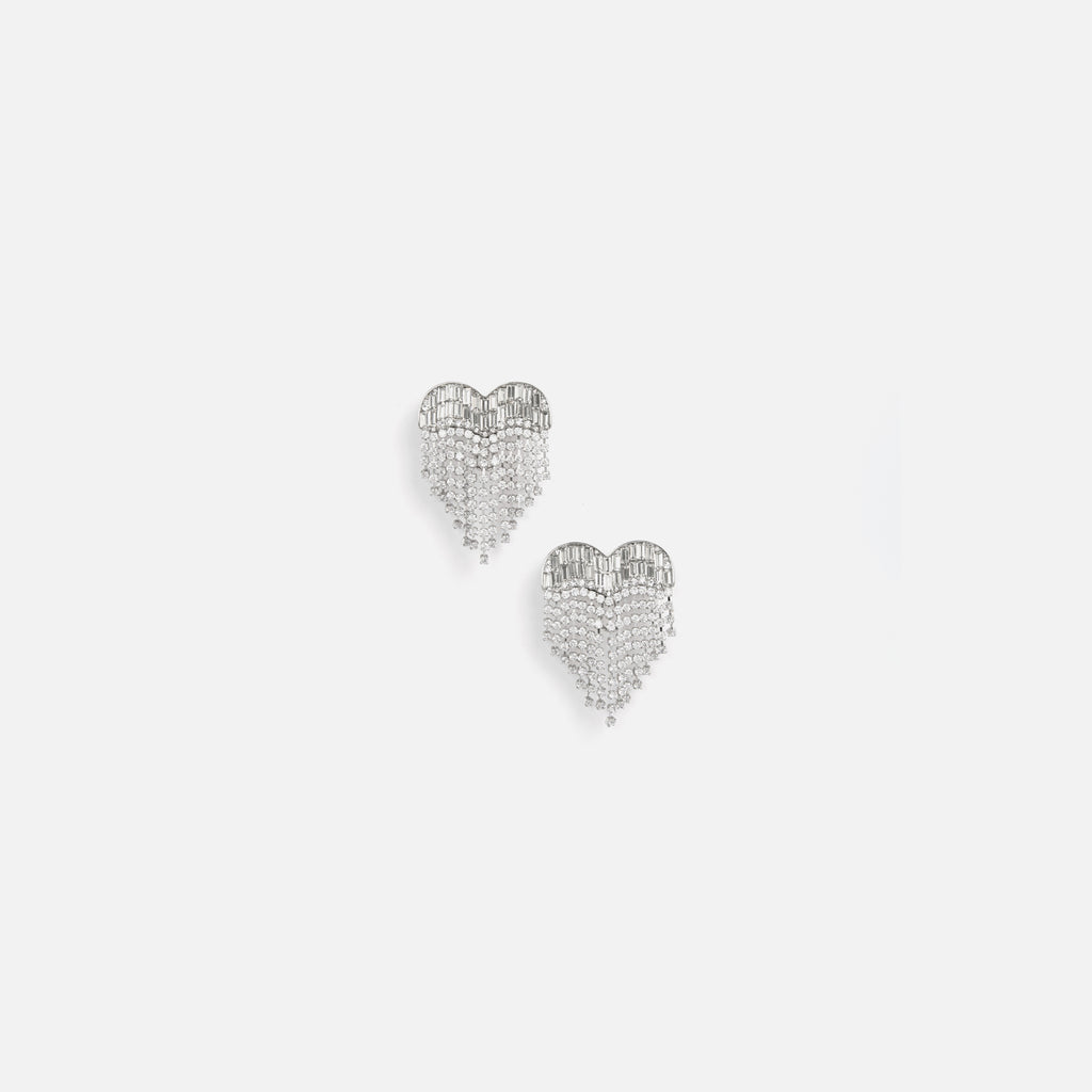 Self-Portrait Crystal Heart Earrings - Silver – Kith