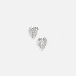 Self-Portrait Crystal Heart Earrings - Silver