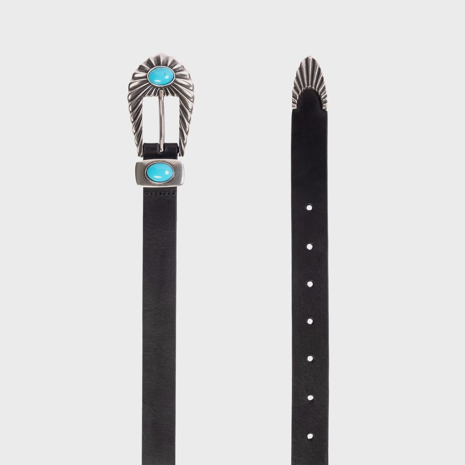 Black Suede Studio Spur Belt - Black / Silver