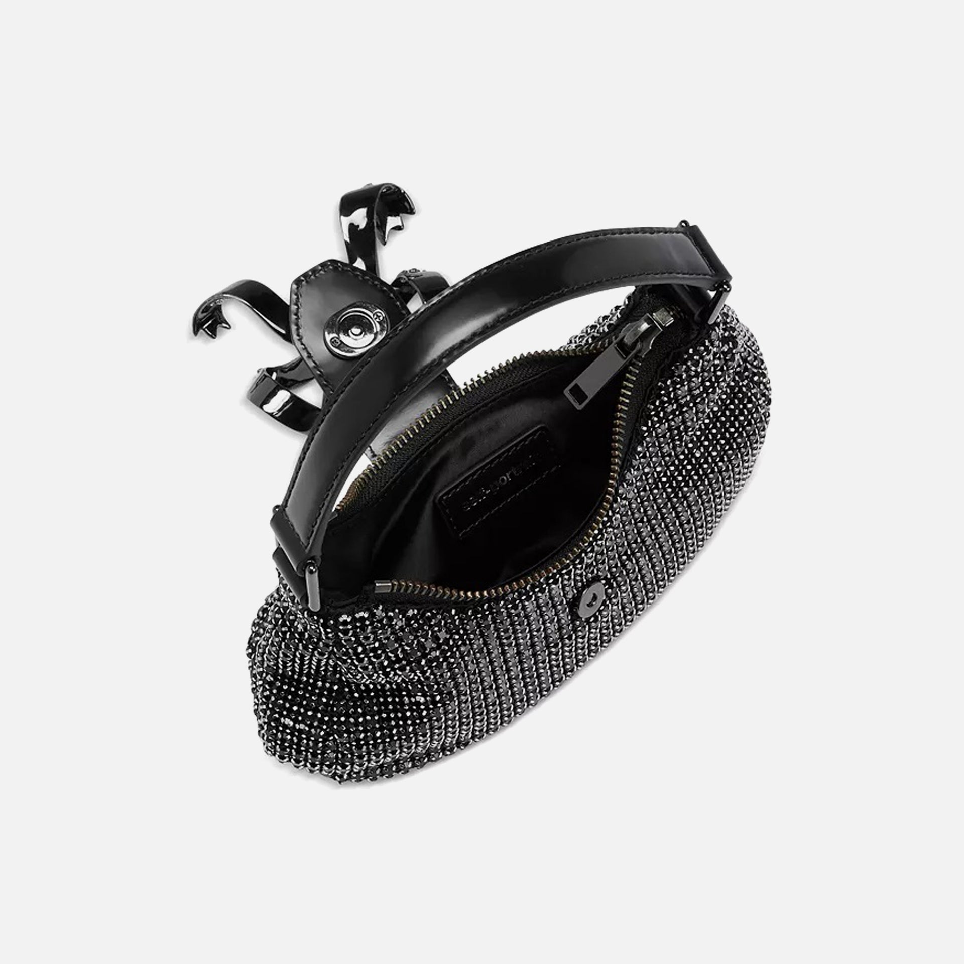 Self-Portrait Diamante Crescent Bow Bag - Black