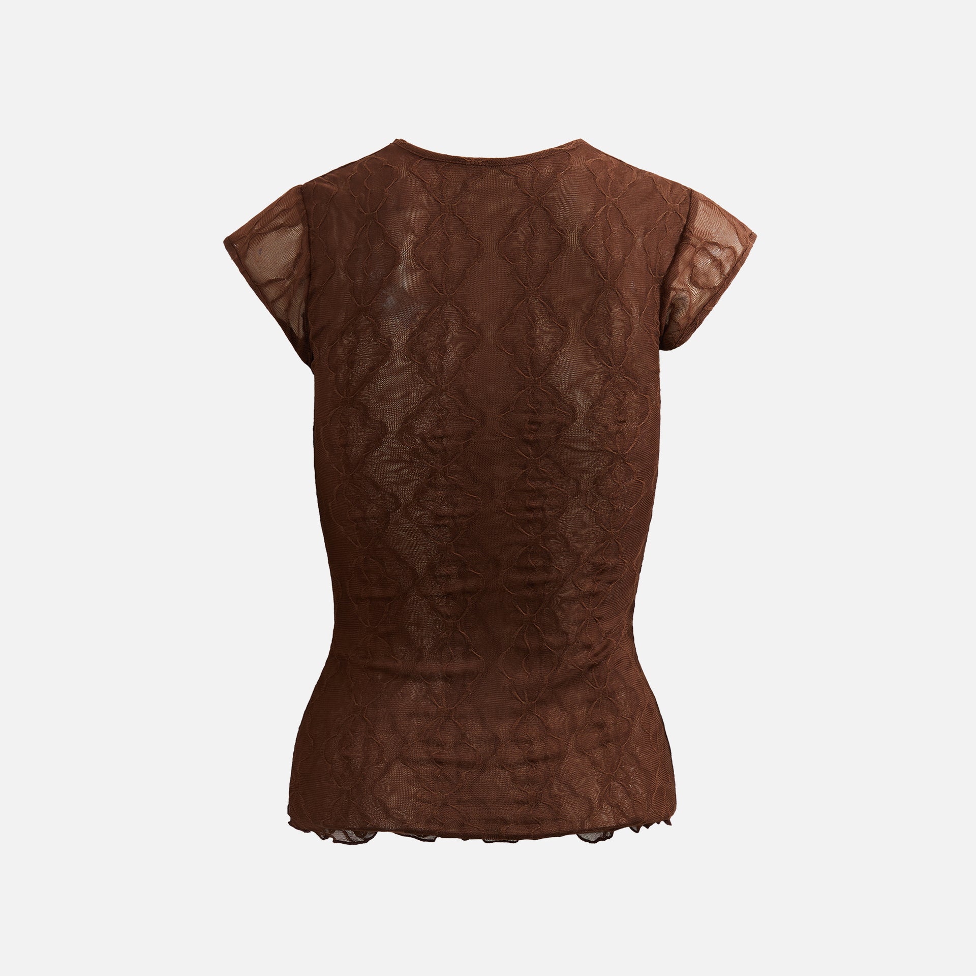 Second Skin Mariposa Lace Bow Tee - Coffee