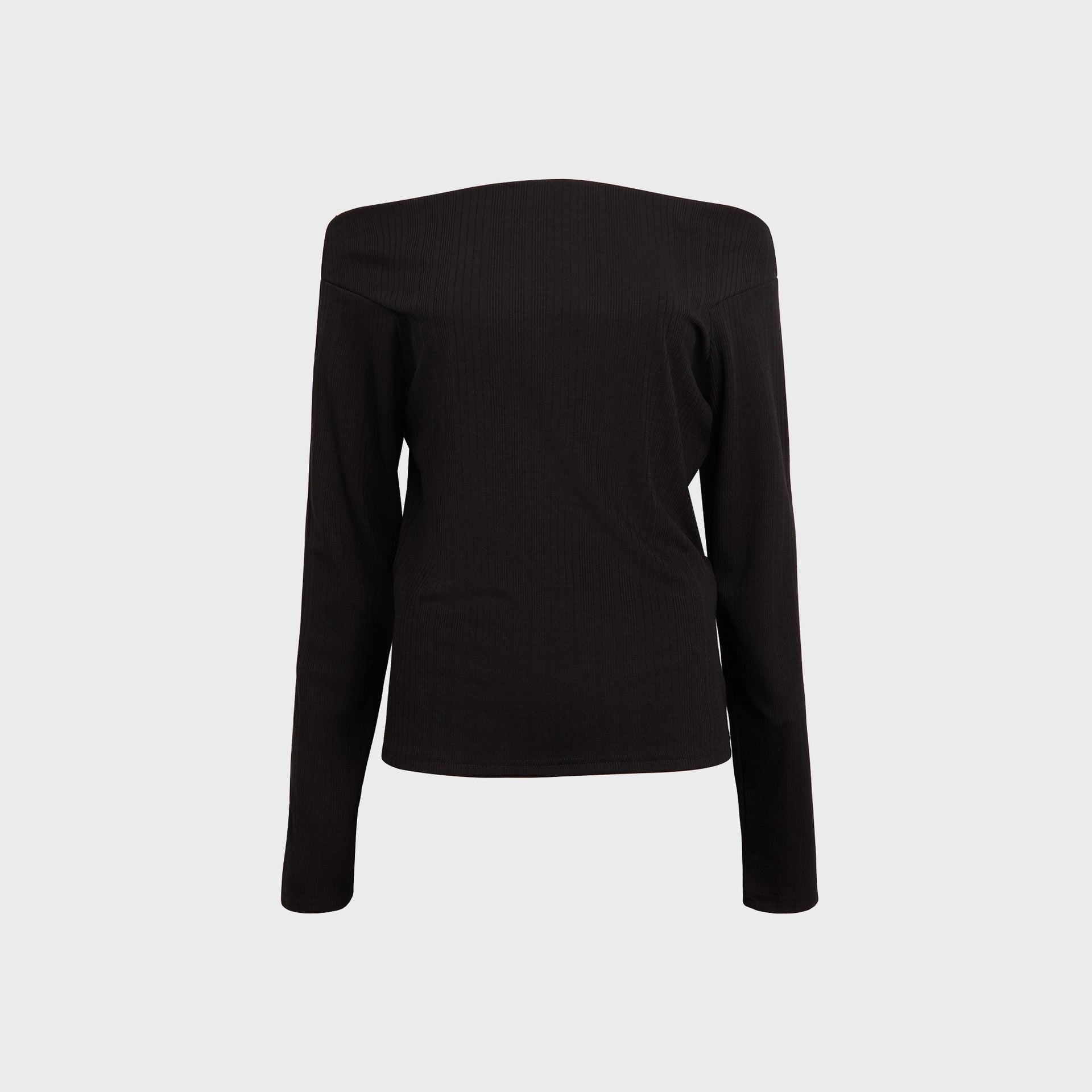 Second Skin Long Sleeve Open Shoulder Top - Black