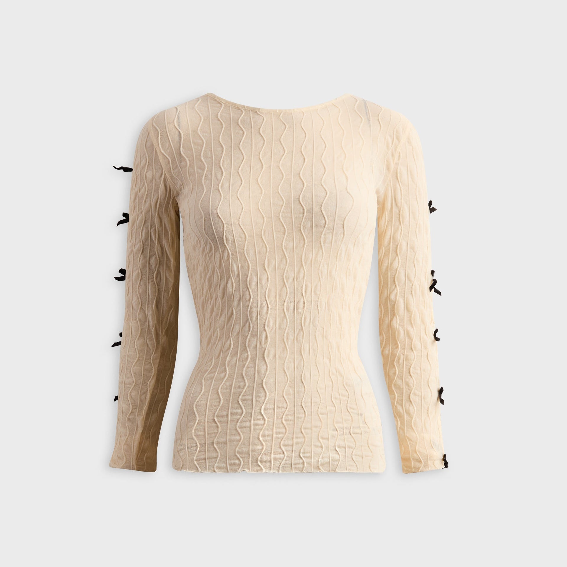 Second Skin Ross Bow Mockneck Top - Cream / Black Bows