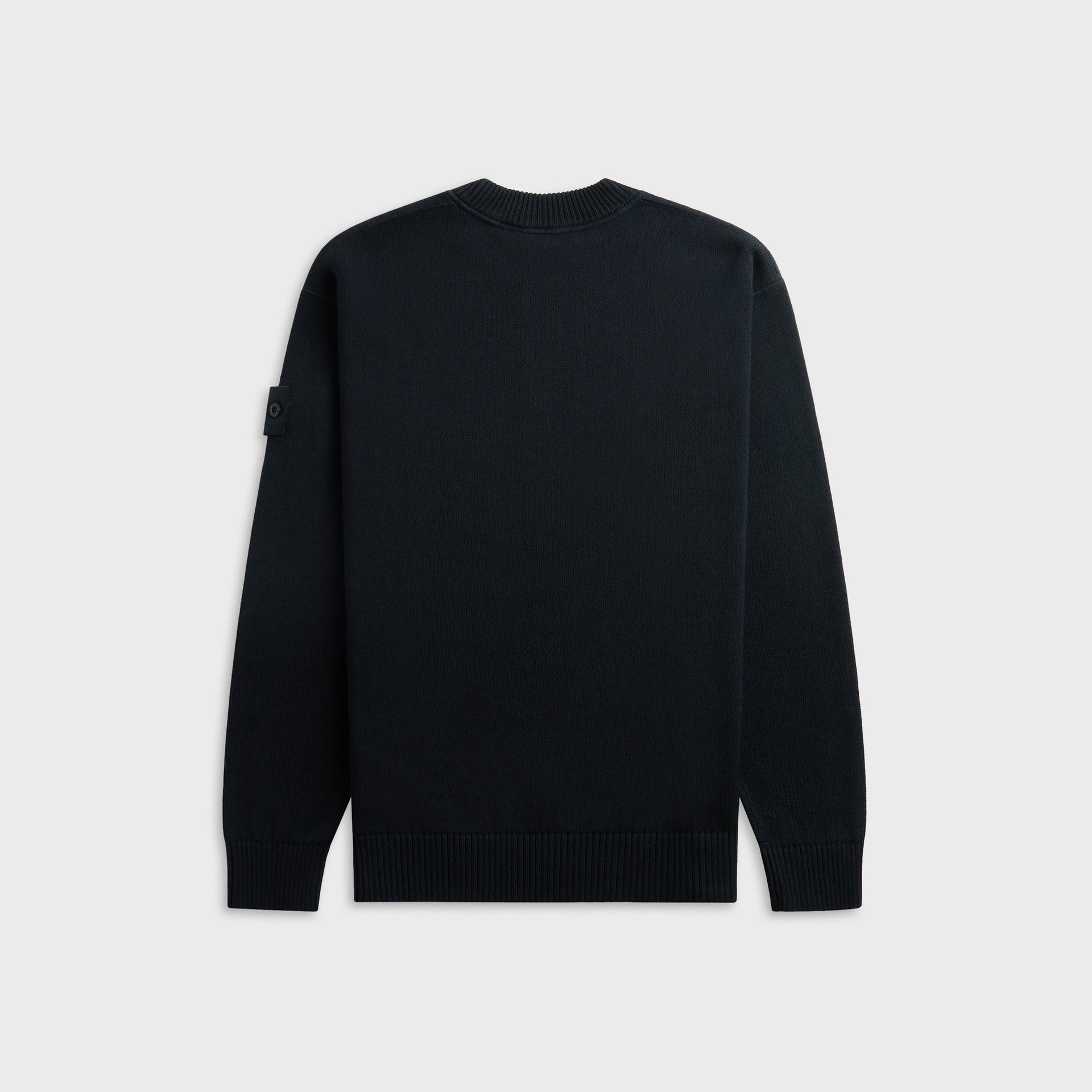 Stone Island Ghost cotton-cashmere crewneck jumper in navy, back view with ribbed trims and tonal badge