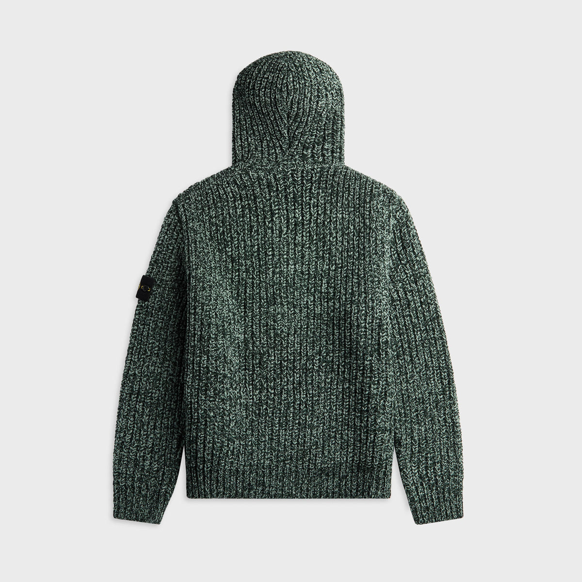Stone Island Mouline Cotton Chenille Loose Fit Hooded Zip Up Jumper - Dark Green Melange