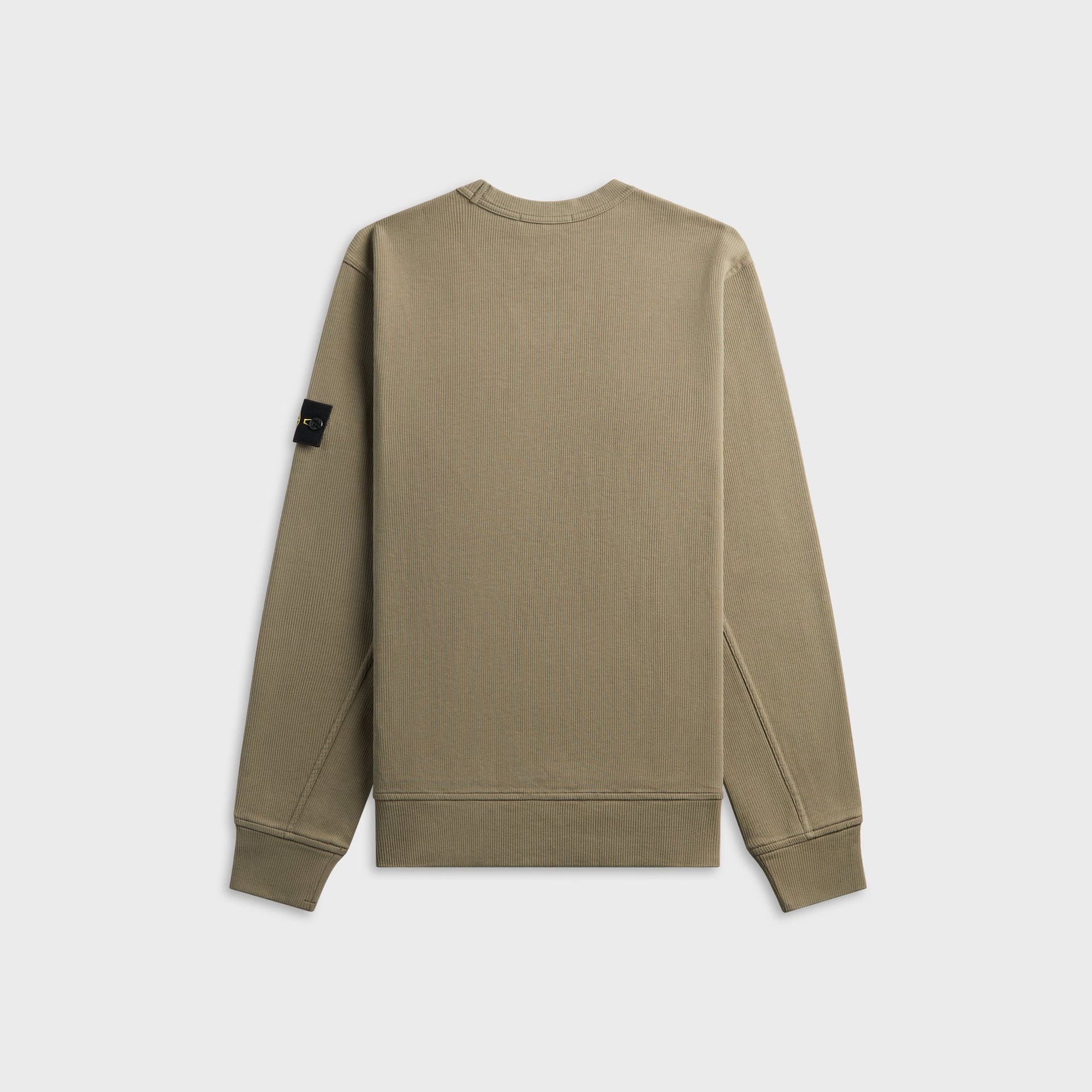 Stone Island ribbed interlock crewneck sweatshirt in military green, plain back view
