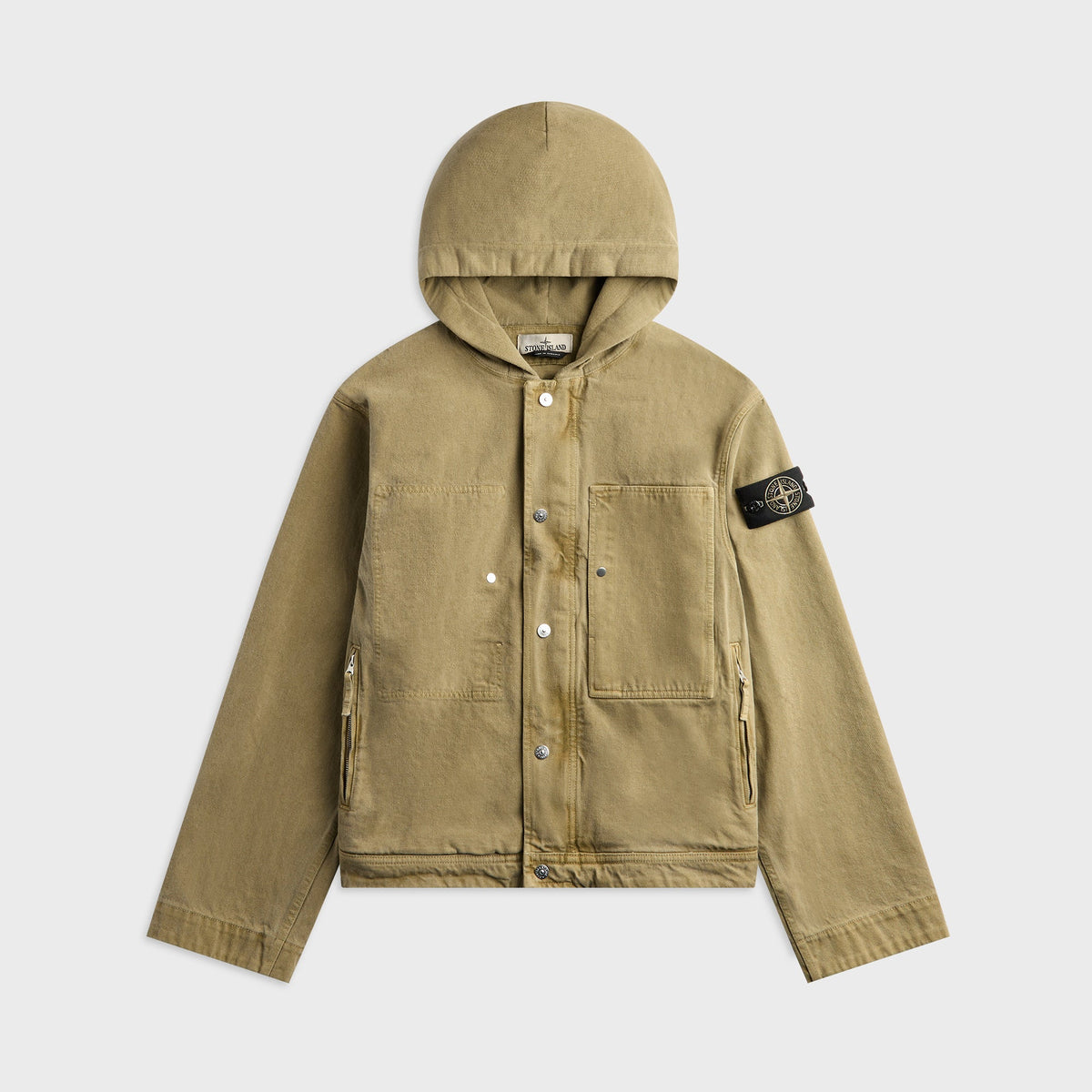 Stone Island Mineral Dyed Cotton Gabardine TC Hooded Jacket - Military Green