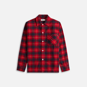 Tekla Plaid Long Sleeve Flannel Shirt - Red