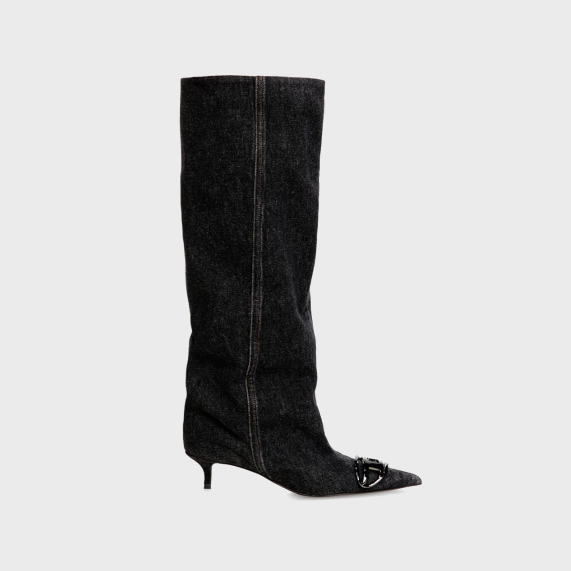 Diesel D-Venus Slouchy Knee High Boot - Washed Black Denim