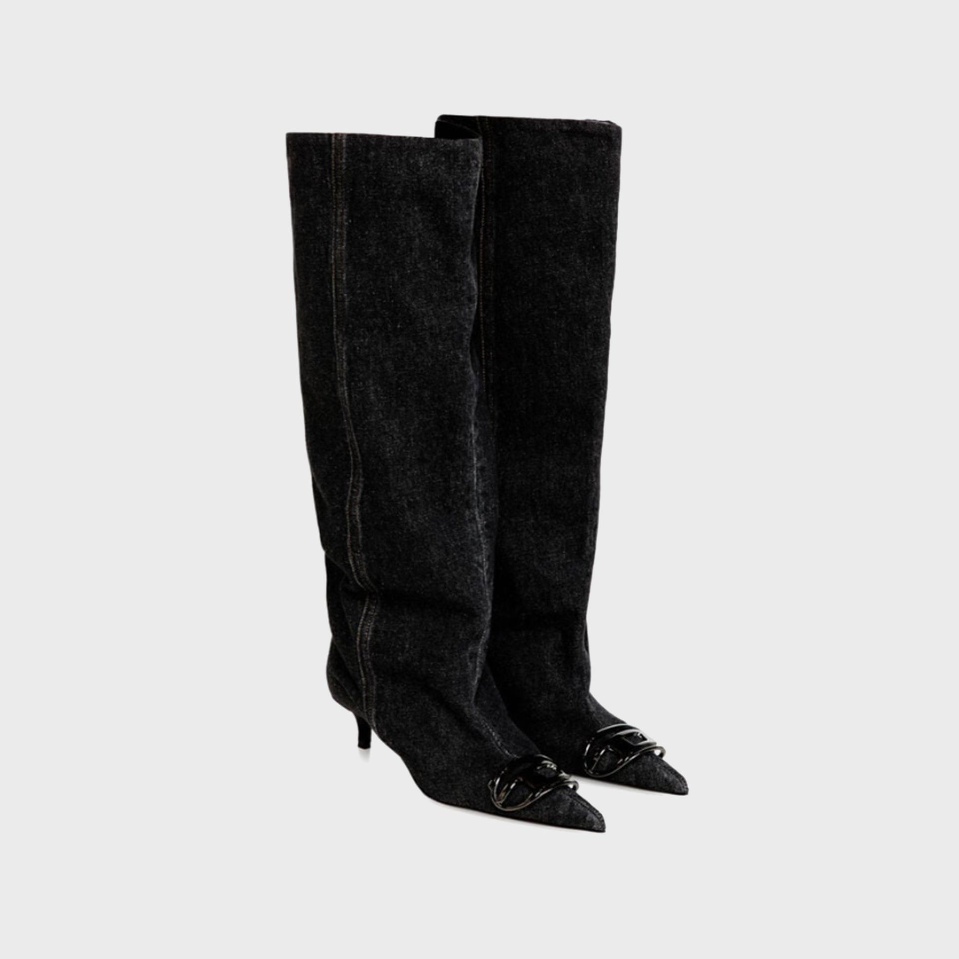 Diesel D-Venus Slouchy Knee High Boot - Washed Black Denim