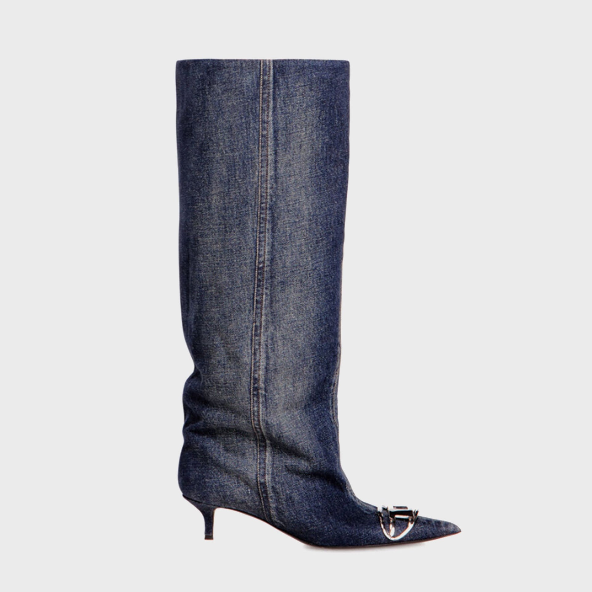 Diesel D-Venus KB Slouchy Heels - Washed Blue Denim