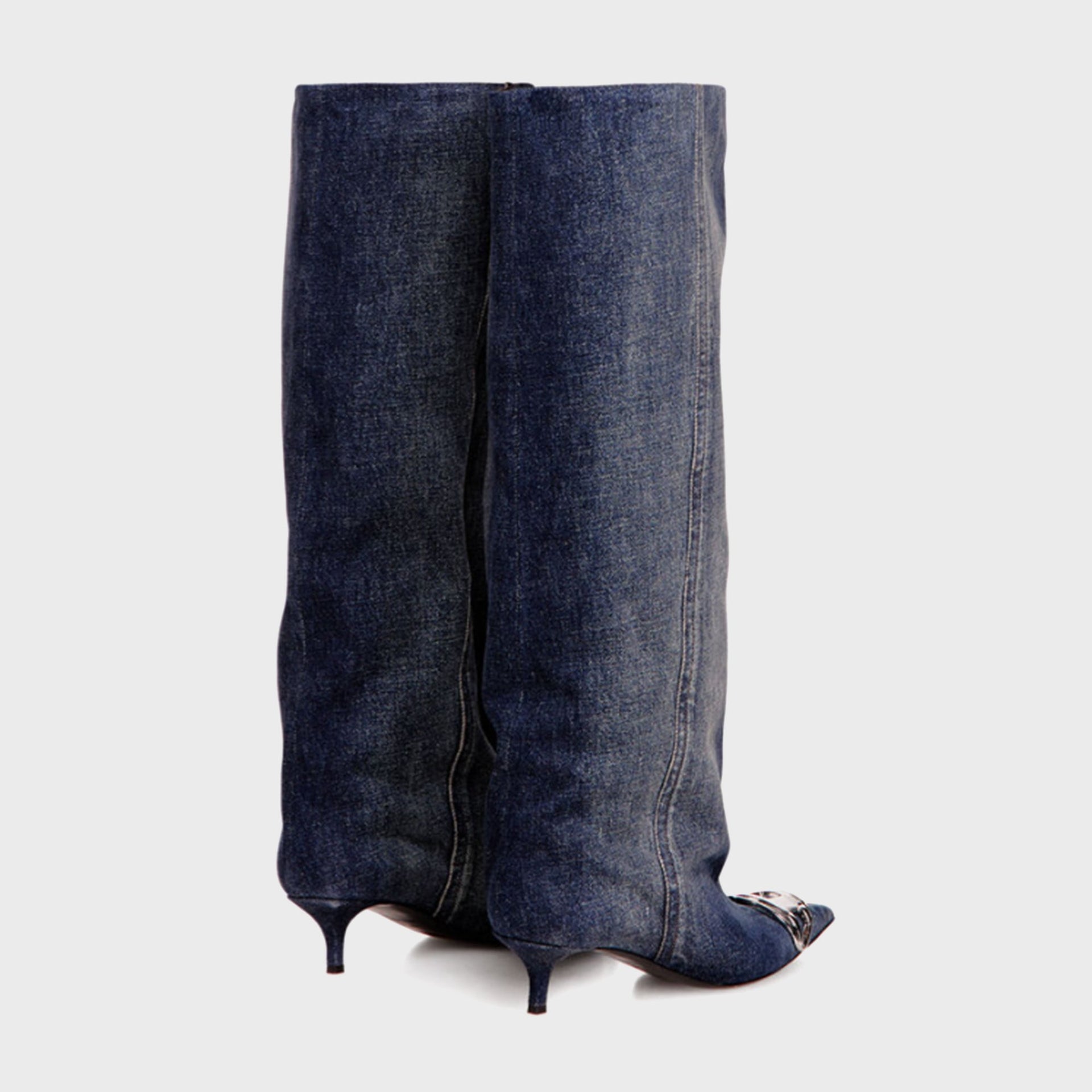 Diesel D-Venus KB Slouchy Heels - Washed Blue Denim