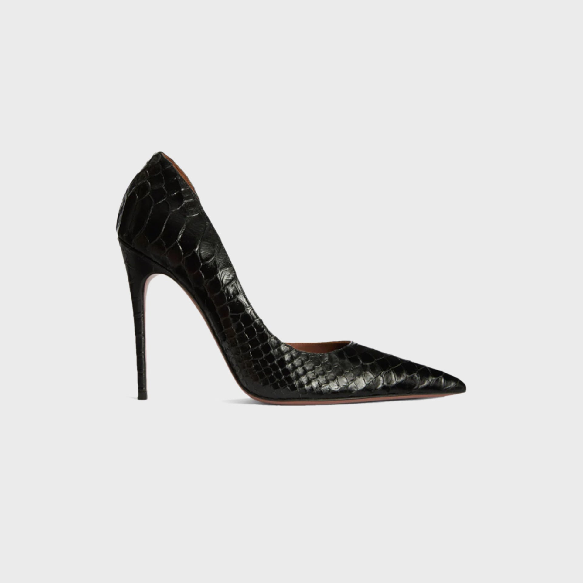 Paris Texas Vera 105 Mono Printed Python Pump Heel - Black