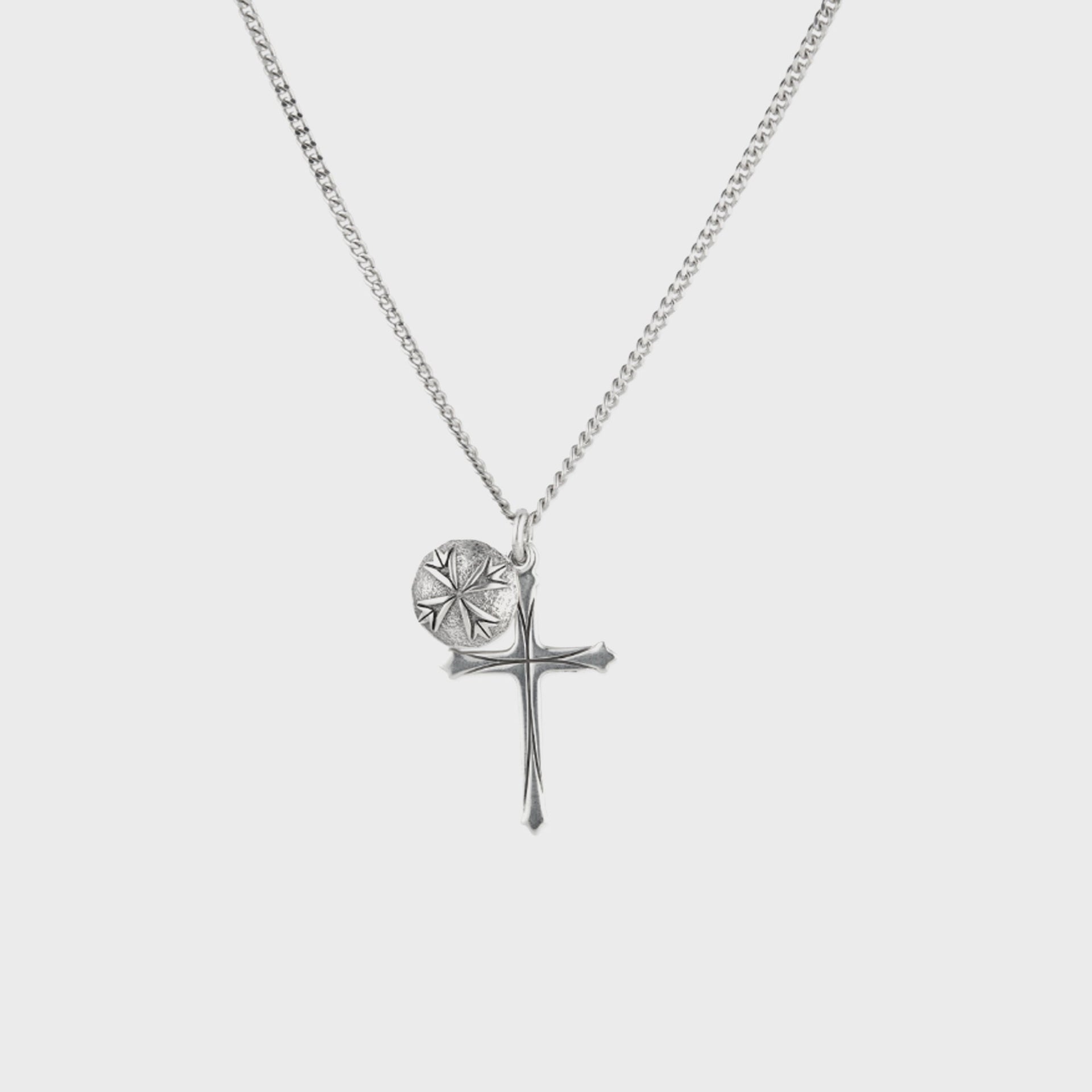 Emanuele Bicocchi Scudo Cross Logo Necklace - Silver