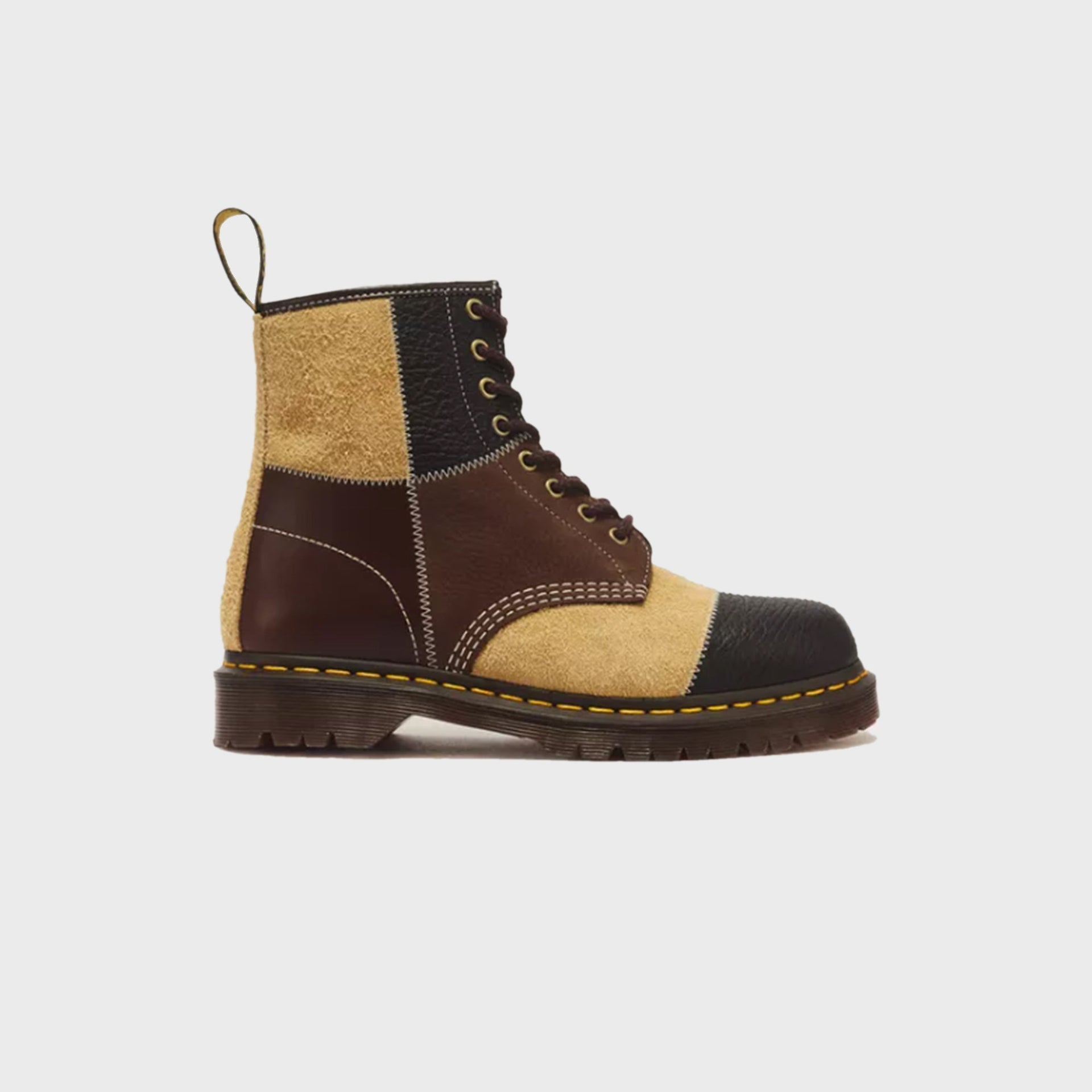 Dr. Martens 1460 Patchwork 8 Eye Lace Up Boot - Butterscotch / Dark Brown / Black