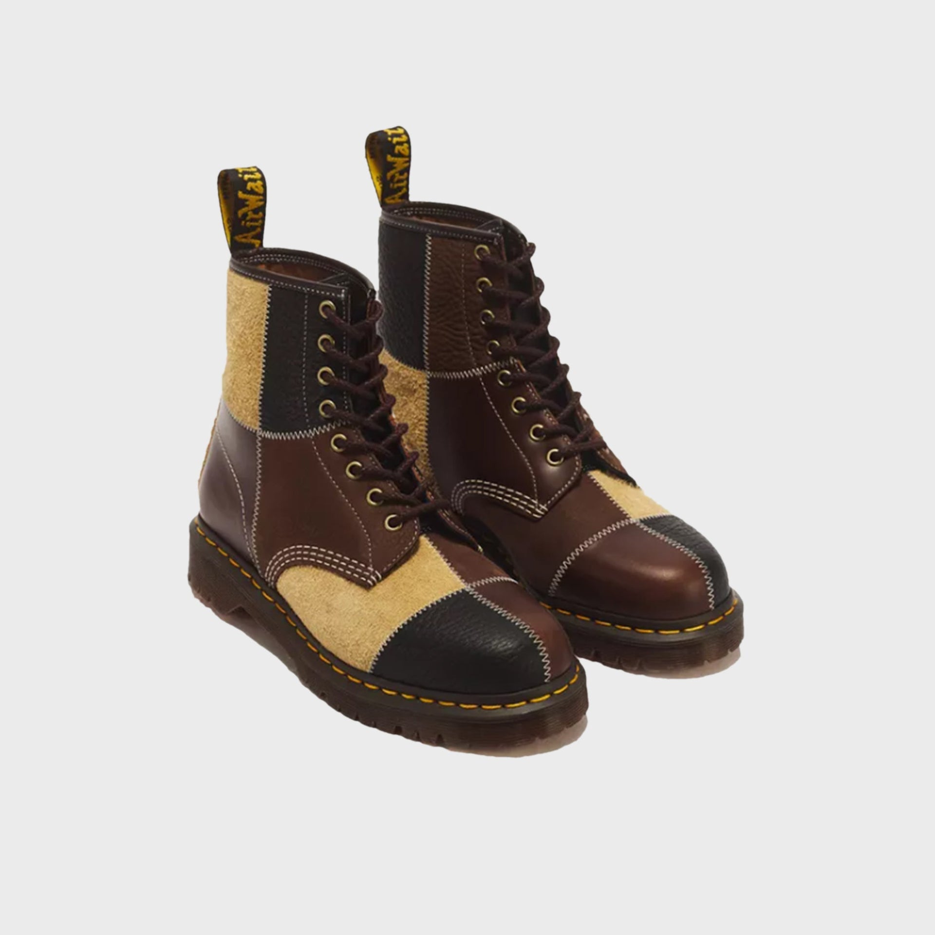 Dr. Martens 1460 Patchwork 8 Eye Lace Up Boot - Butterscotch / Dark Brown / Black