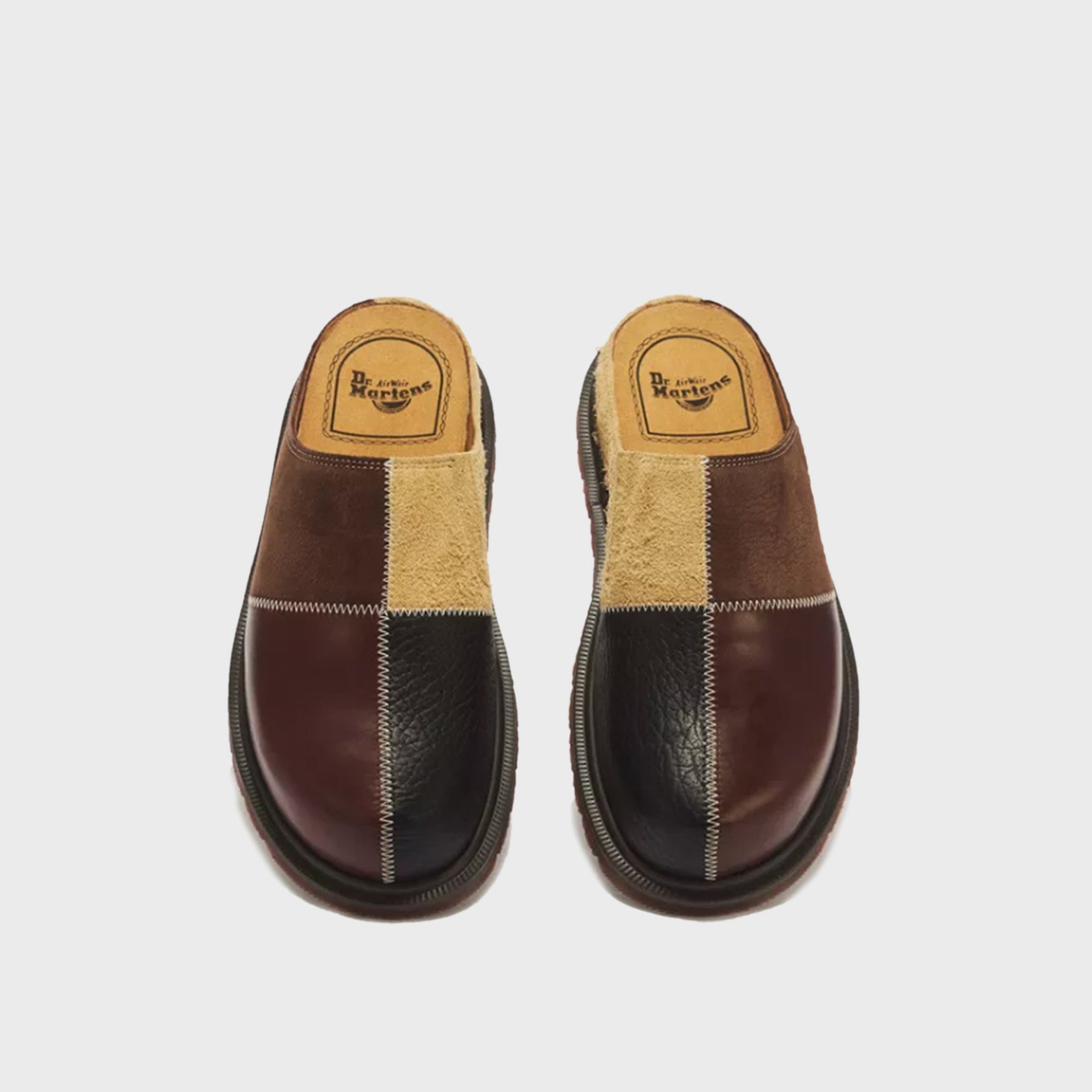 Dr. Martens San Patchwork Mule - Butterscotch / Dark Brown