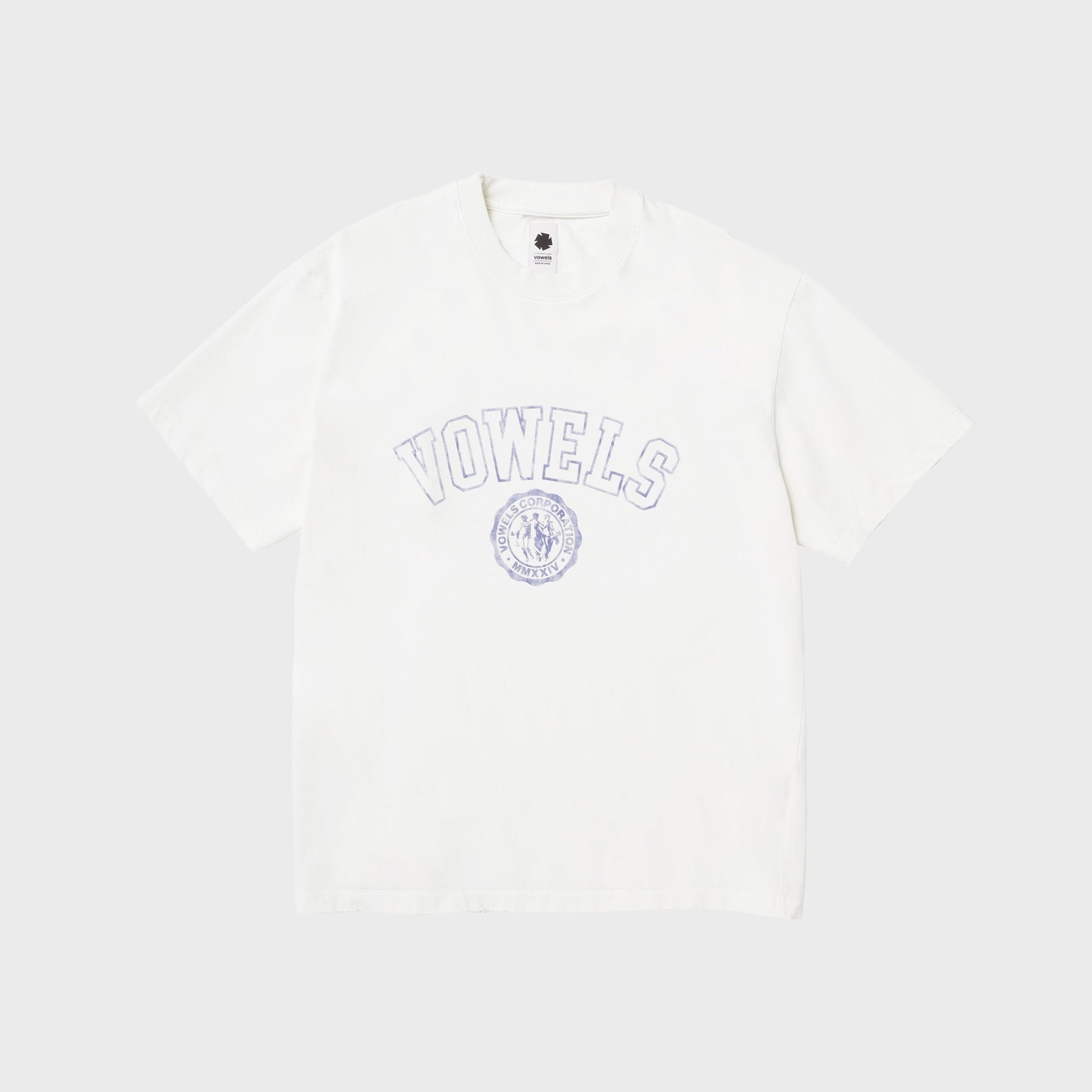vowels Faded Collegiate Tee - White