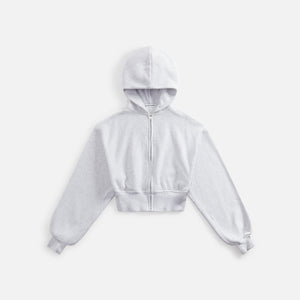 T by Alexander Wang Cropped Zipup Hoodie with Branded Seam Label - Light Grey