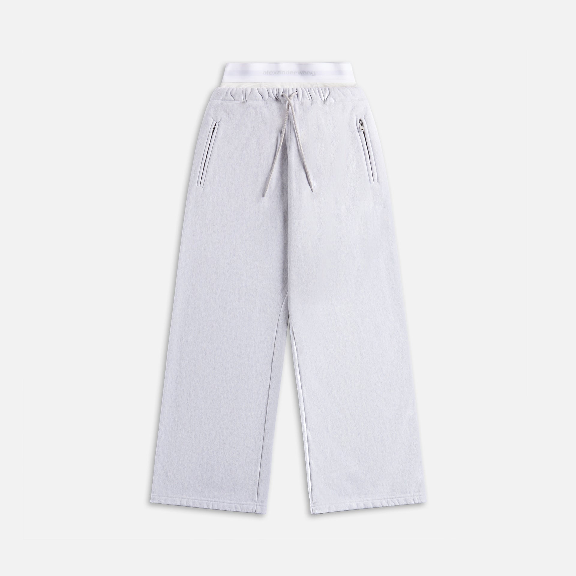 T by Alexander Wang Wide Leg Sweatpant with Logo Elastic Exposed Brief - Light Heather Grey