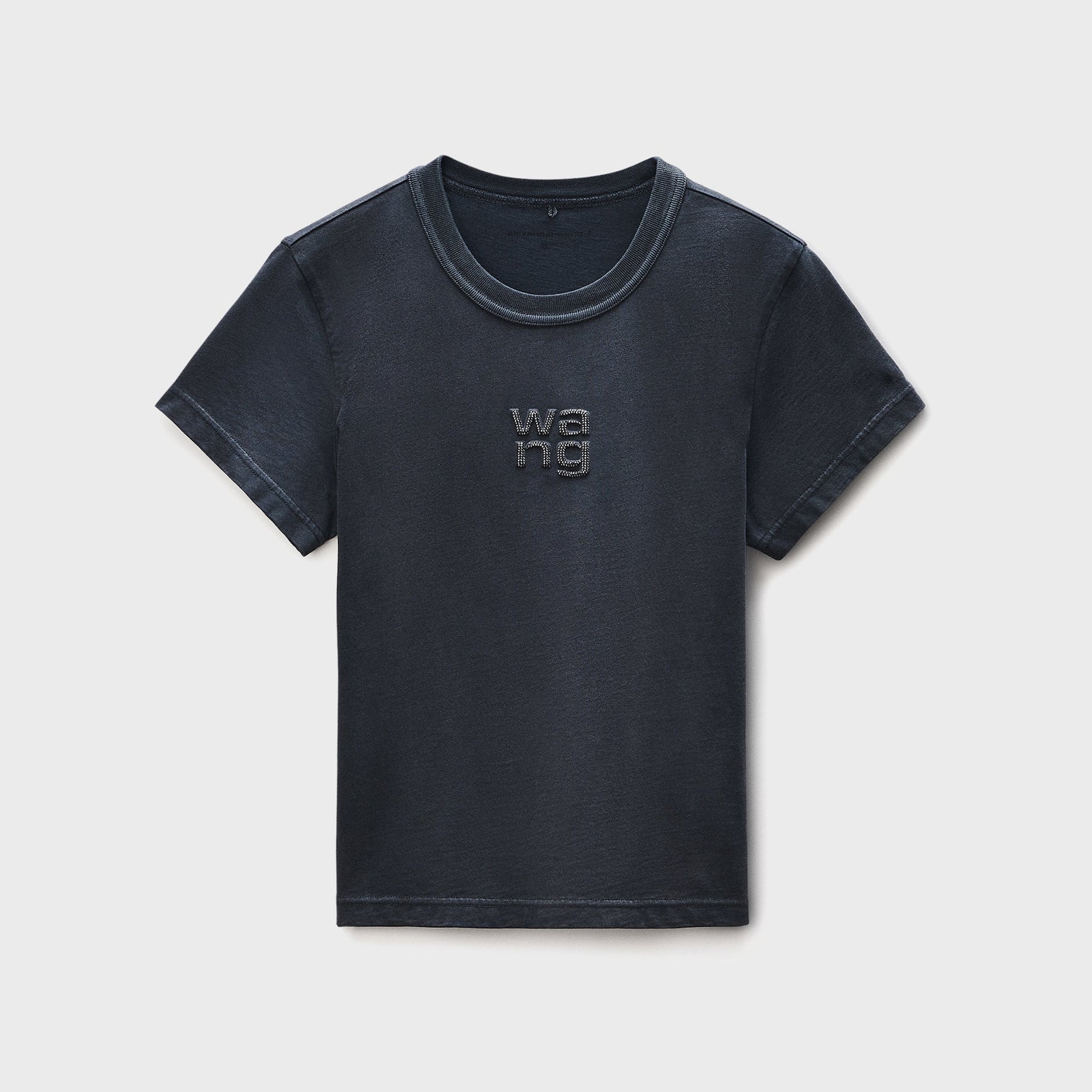 Alexander Wang Shrunken Tee with Hotfix Logo - Black
