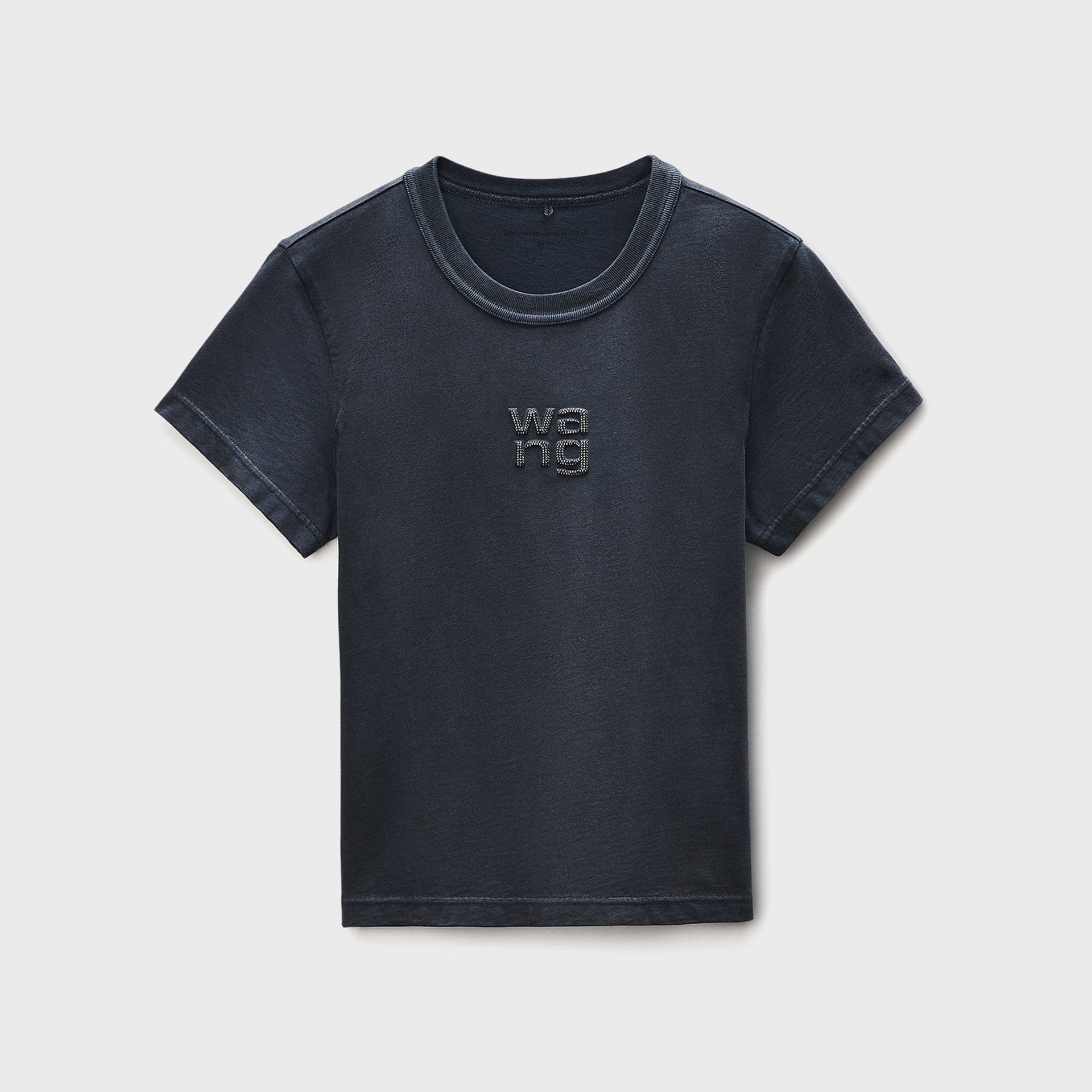 Alexander Wang Shrunken Tee with Hotfix Logo - Black