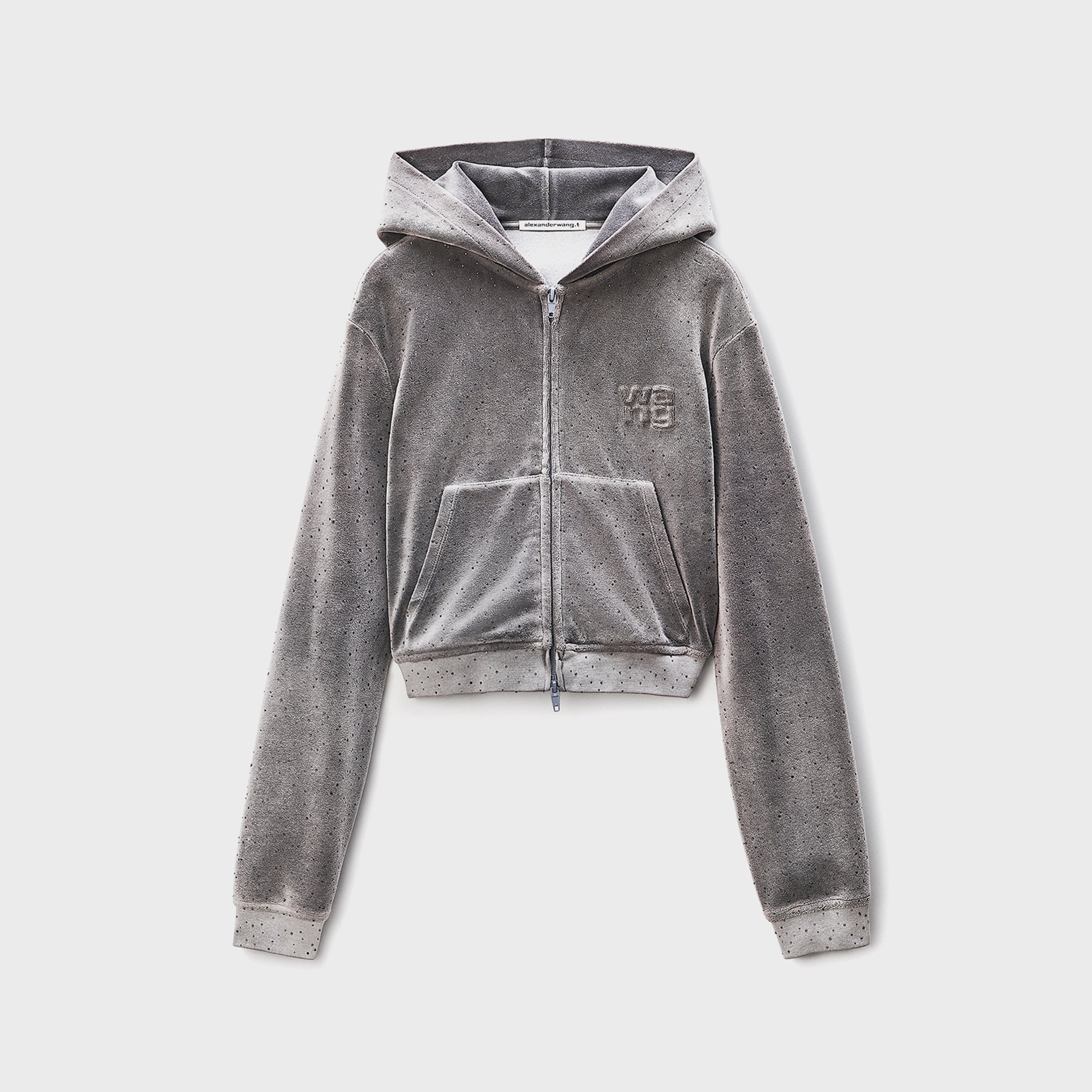 Alexander Wang Shrunken Zip Up Hotfix Hoodie - Grey – Kith