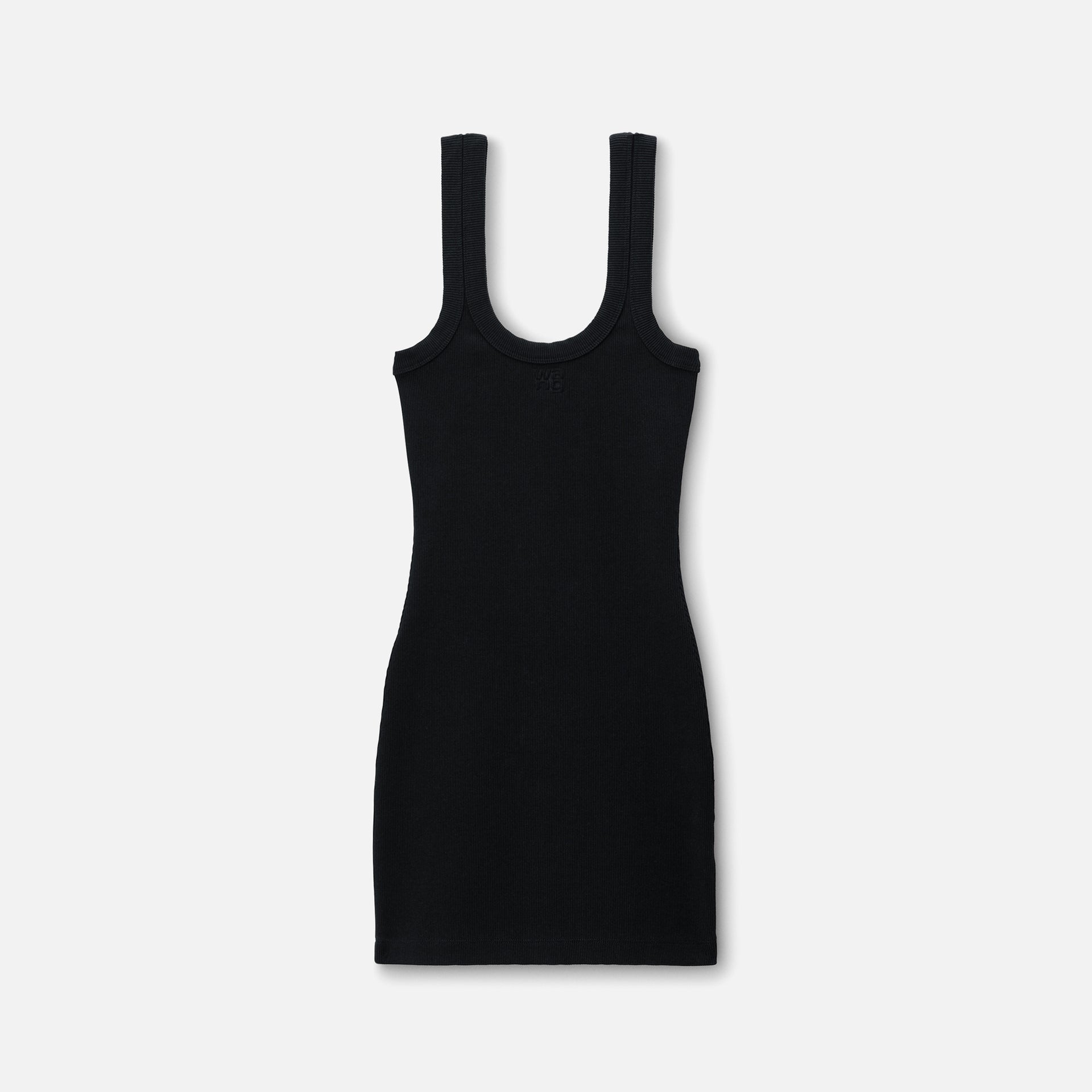 alexander wang logo patch ribbed dress short-sleeve loungewear dress in ribbed cotton in COBALT BLUE
