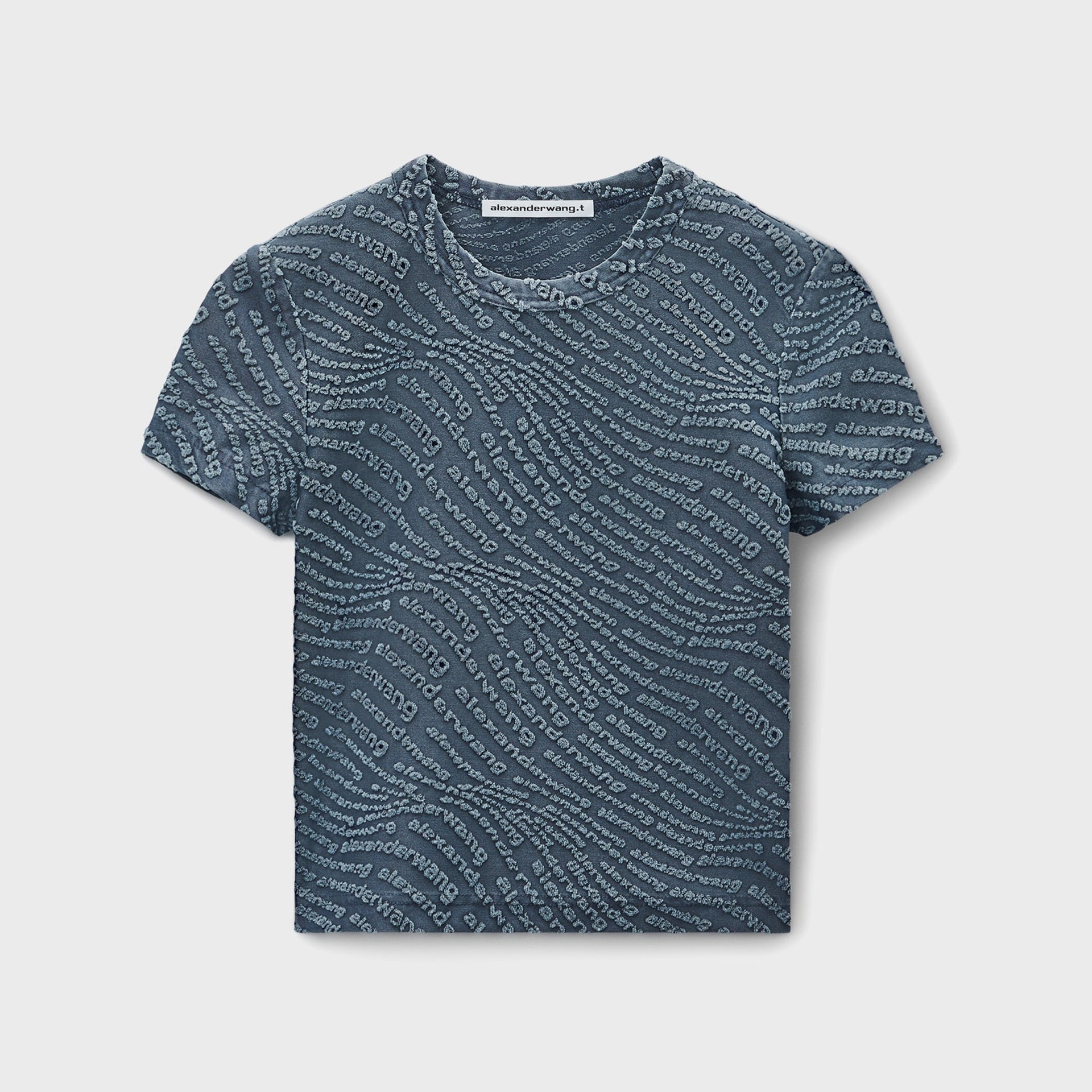 T by Alexander Wang Jacquard Logo Baby Tee in Graphite