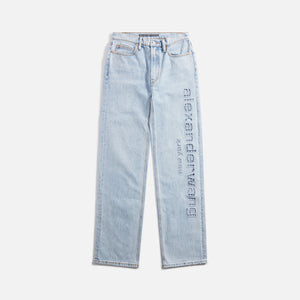 T by Alexander Wang EZ Slouch Logo Cut Embroidered Jeans - Bleach