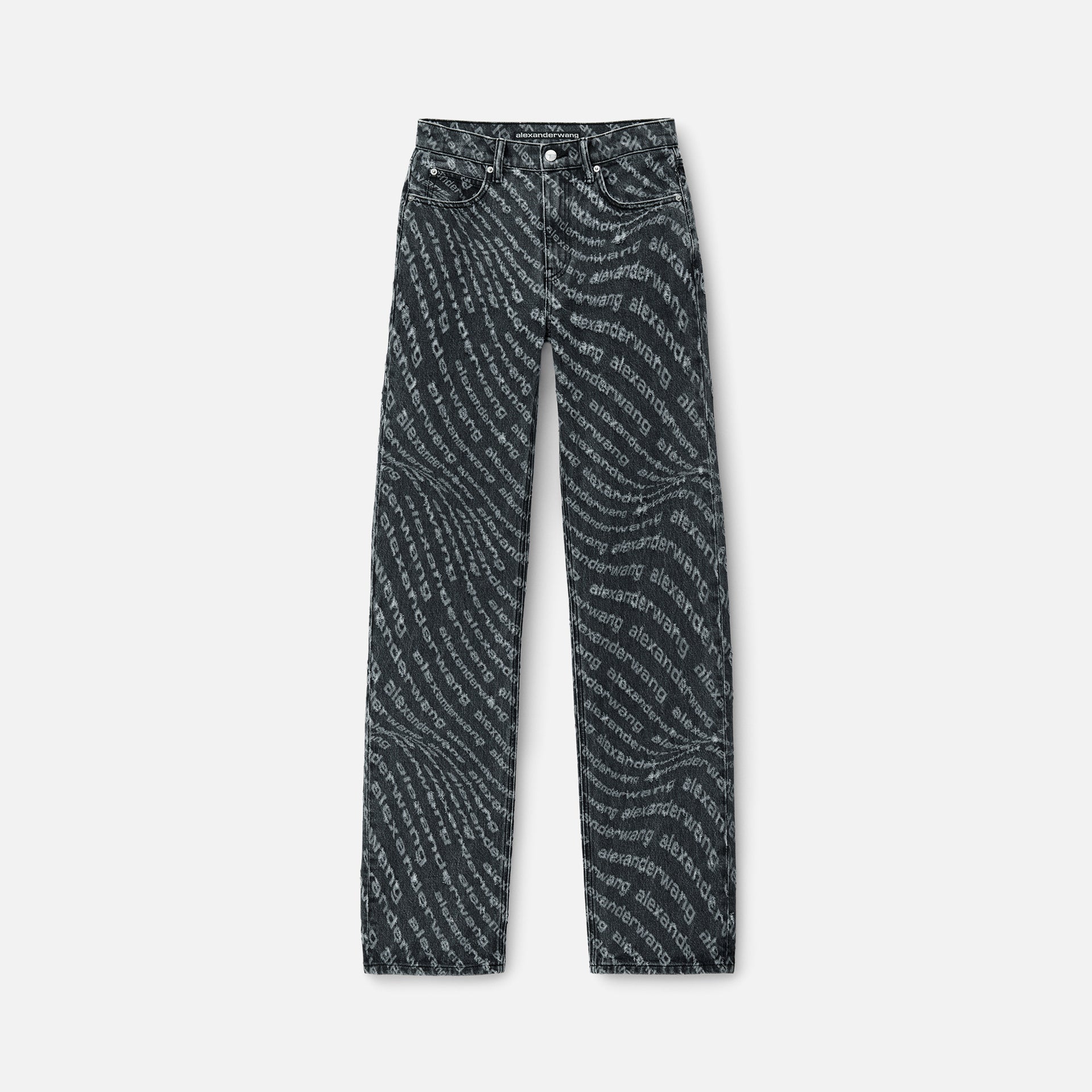 T by Alexander Wang EZ Mid Rise Relaxed Straight front Jean - Shredded Wave