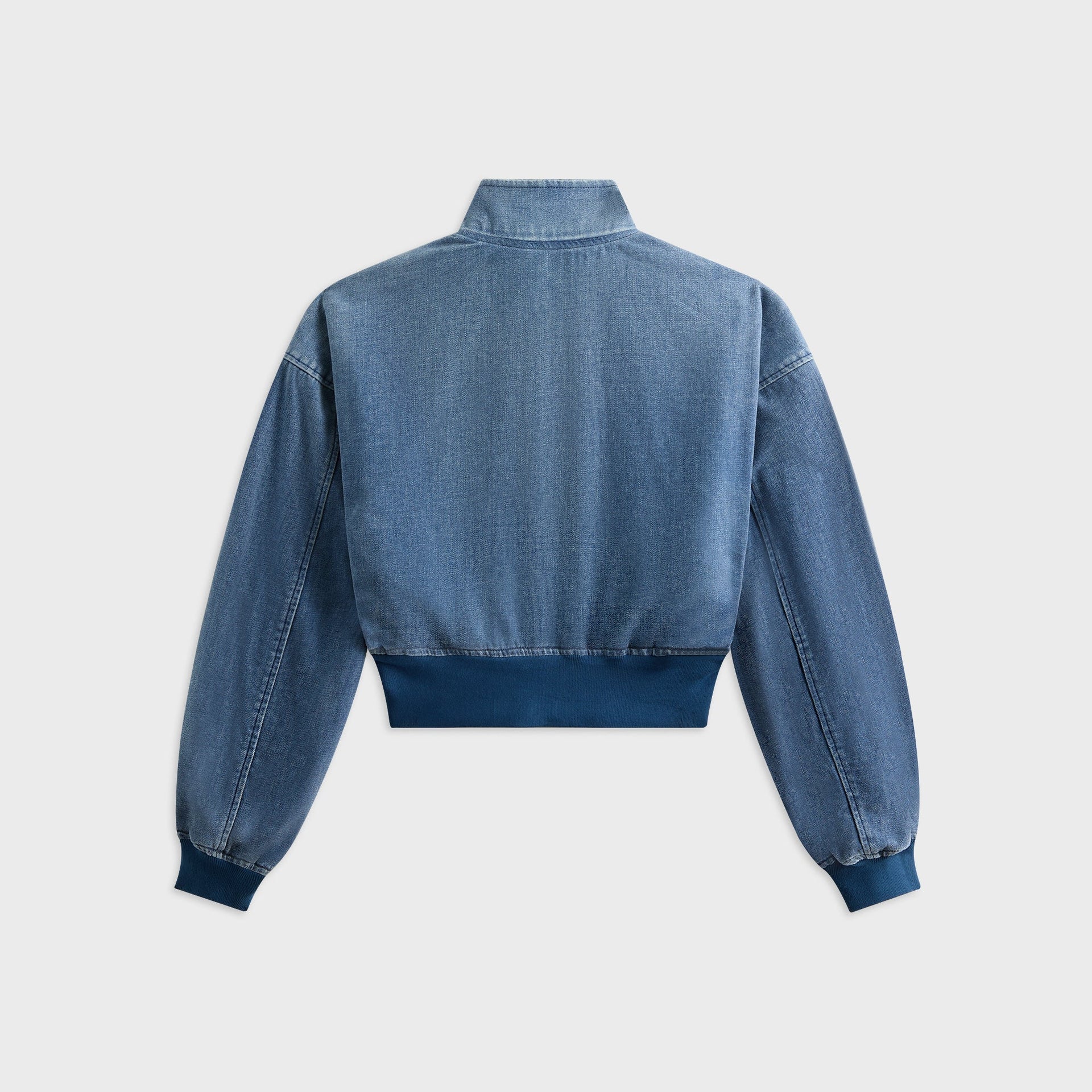 T by Alexander Wang Funnel Neck Jacket with Tall Rib - Washed Light Blue