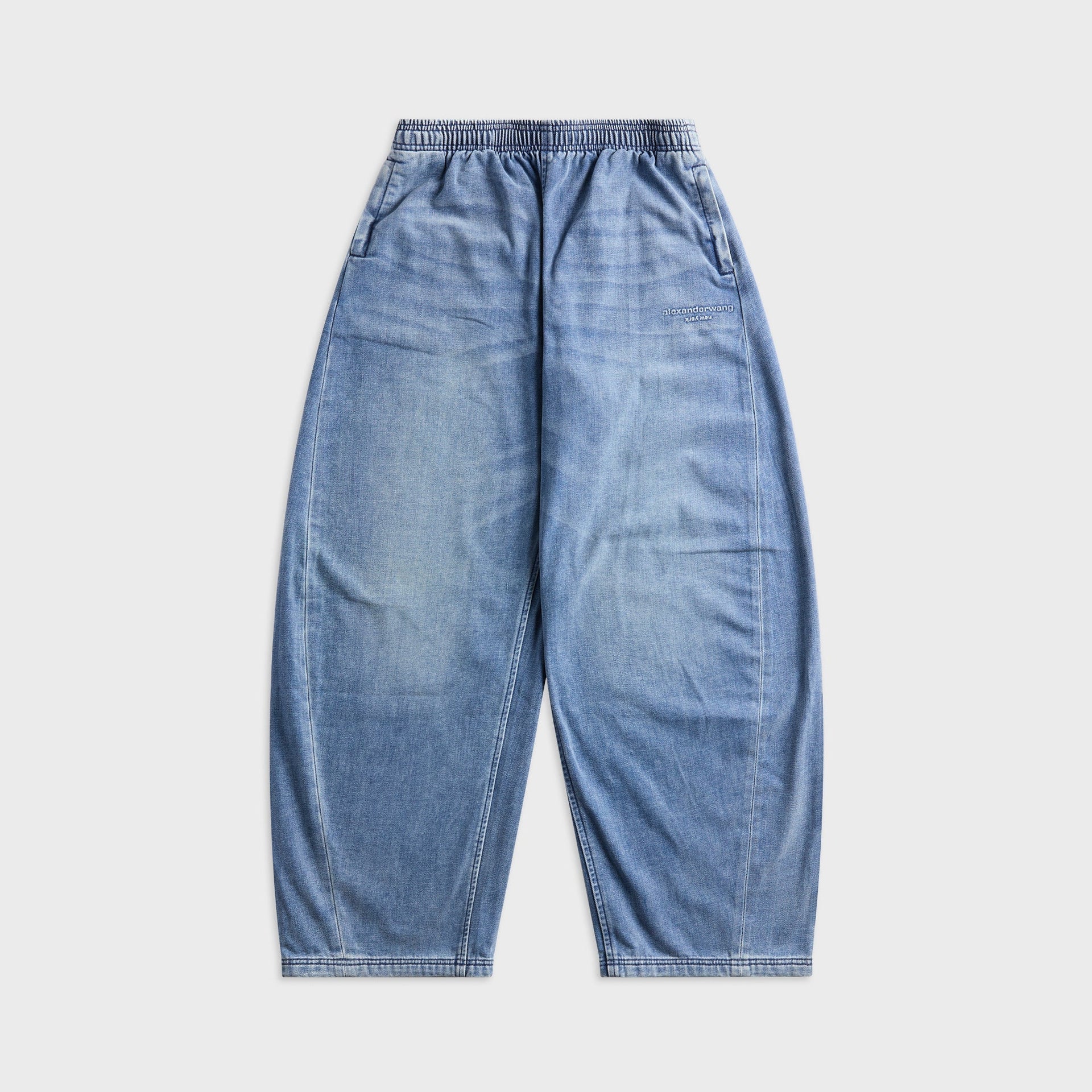 T by Alexander Wang Sweatpant with Elasticated Drawstring Waist in Washed Light Blue