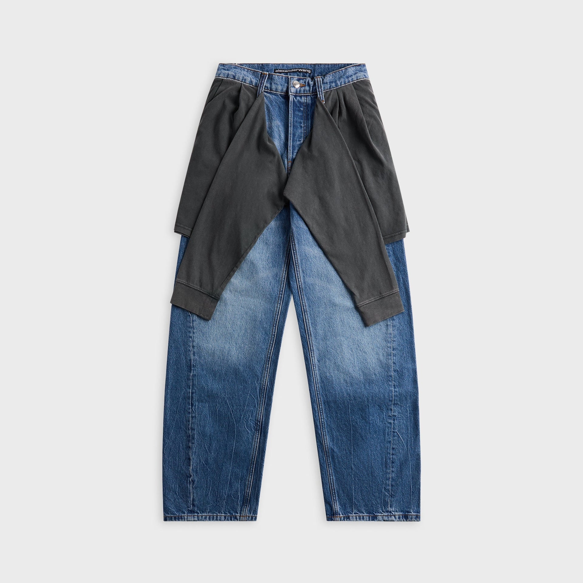 Alexander Wang Pre-Styled Slouchy Jean with Tied Tee - Vintage Marbled Blue
