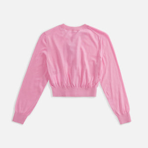 T by Alexander Wang Superfine Cropped CrewFit Cardi - Candy Pink