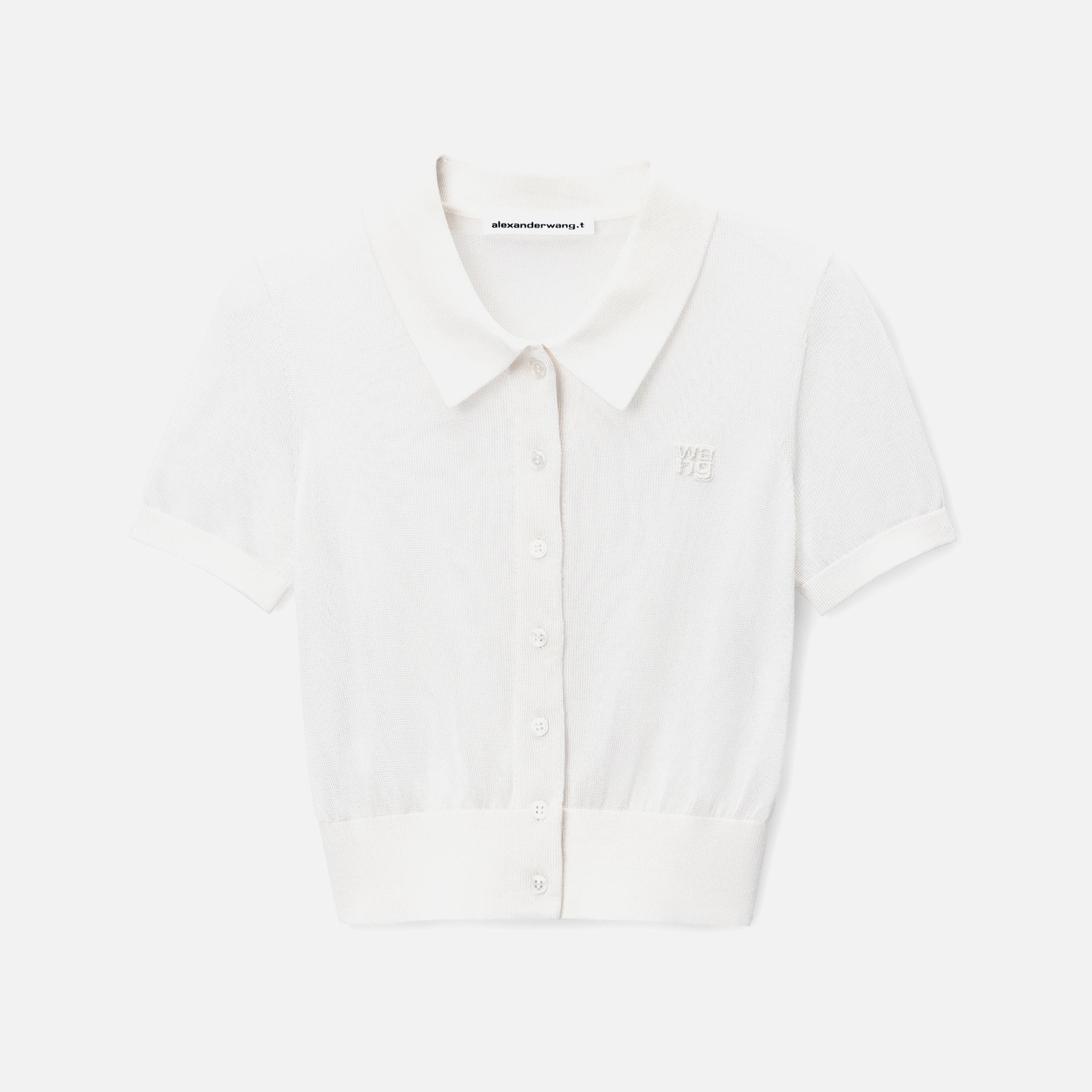 T by Alexander Wang Short Sleeve Polo Cardigan - Soft White