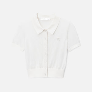 T by Alexander Wang Short Sleeve Polo Cardigan - Soft White