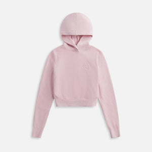 T by Alexander Wang Cropepd Long Sleeve Hoodie with Embossed Logo - Light Pink