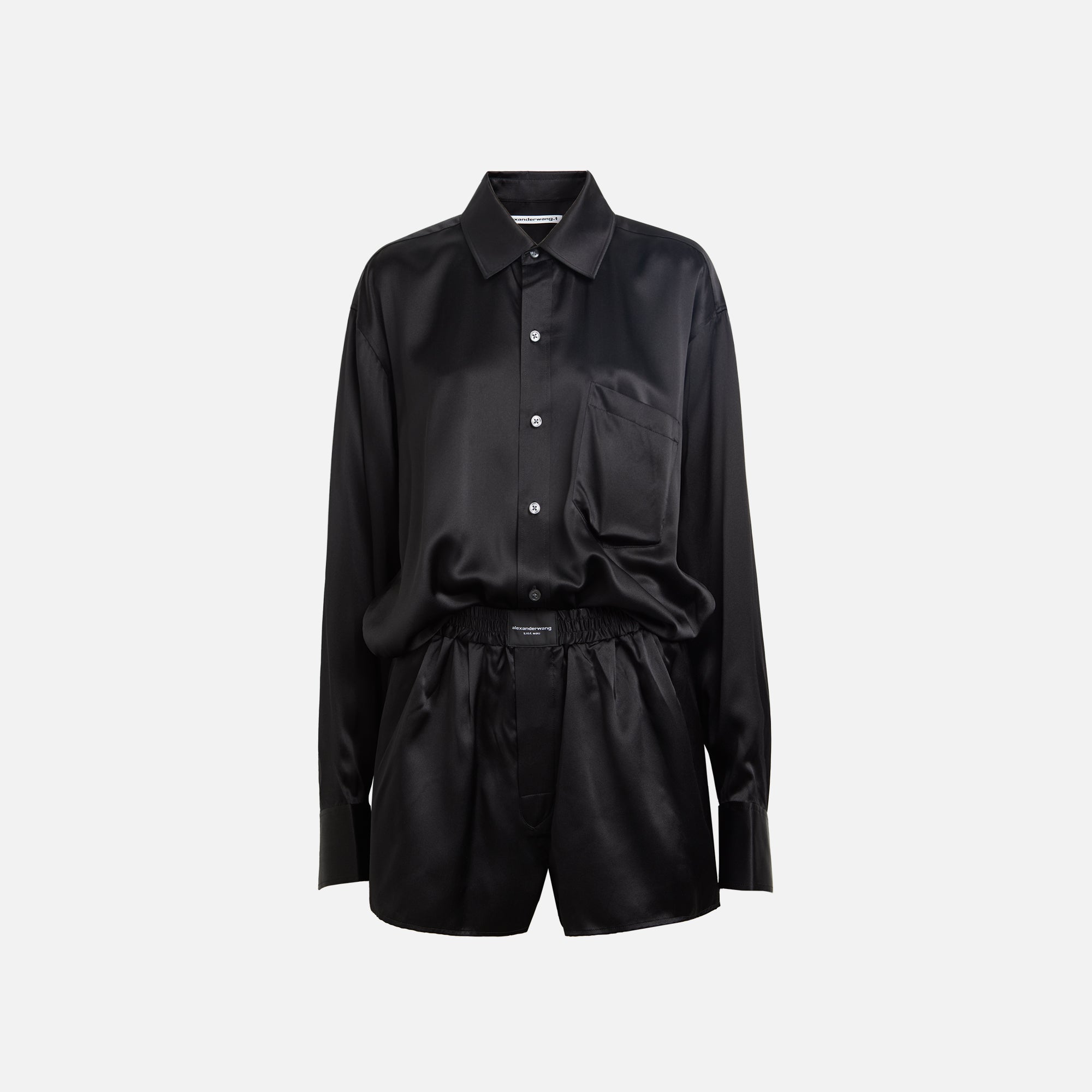 T by Alexander Wang Button Up Boxer Short Romper - Black – Kith