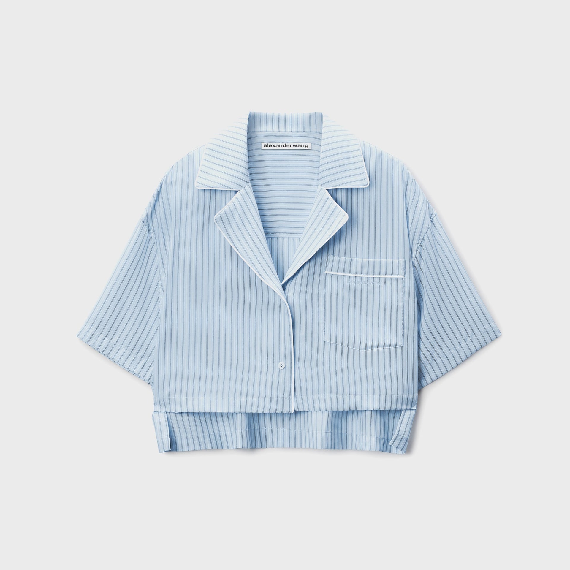 T by Alexander Wang Cropped Shirt - Oxford Blue Multi
