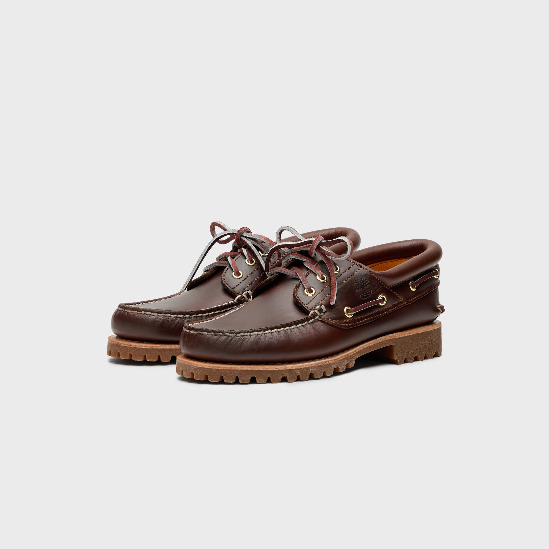 Timberland Authentic Three-Eye Lug Handsewn Boat Shoe - Brown Full Grain