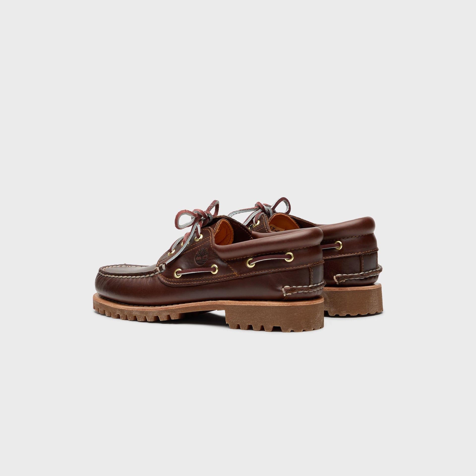 Timberland Authentic Three-Eye Lug Handsewn Boat Shoe - Brown Full Grain