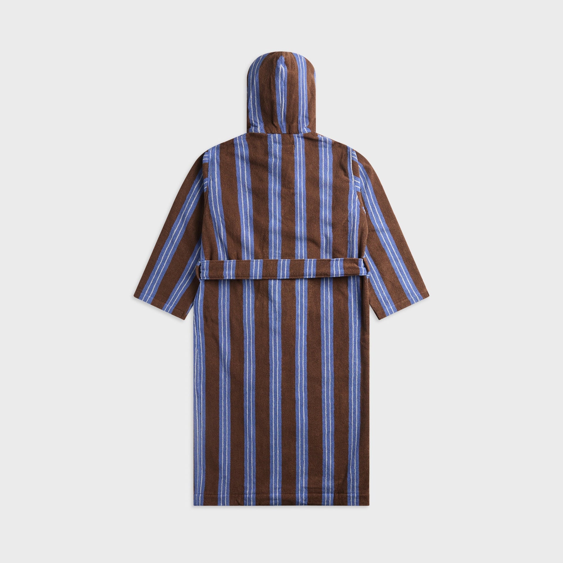 Tekla Striped Hooded Cotton Robe - Chestnut Stripes