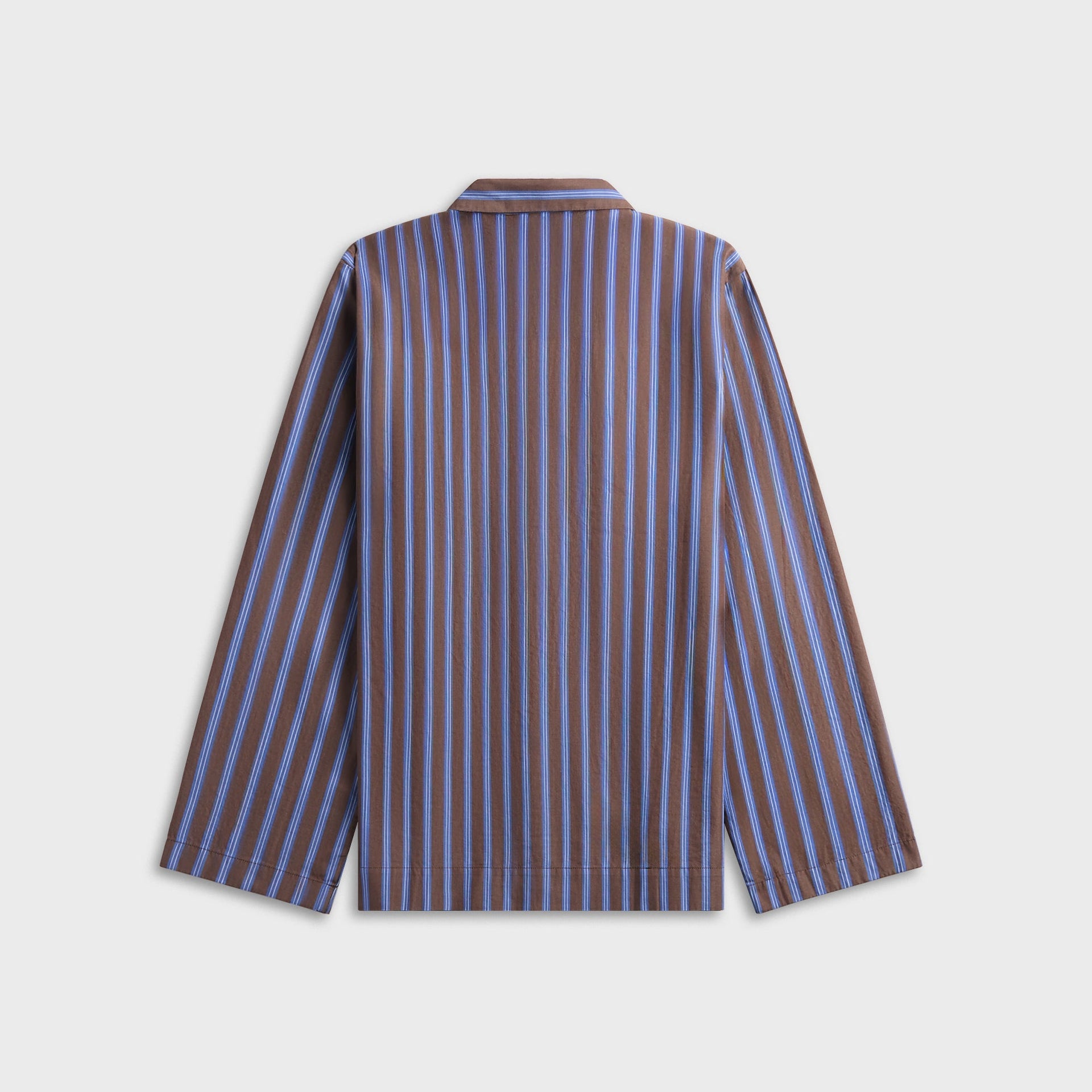 Tekla Poplin Long-Sleeved Pyjama Shirt - Brown / Blue