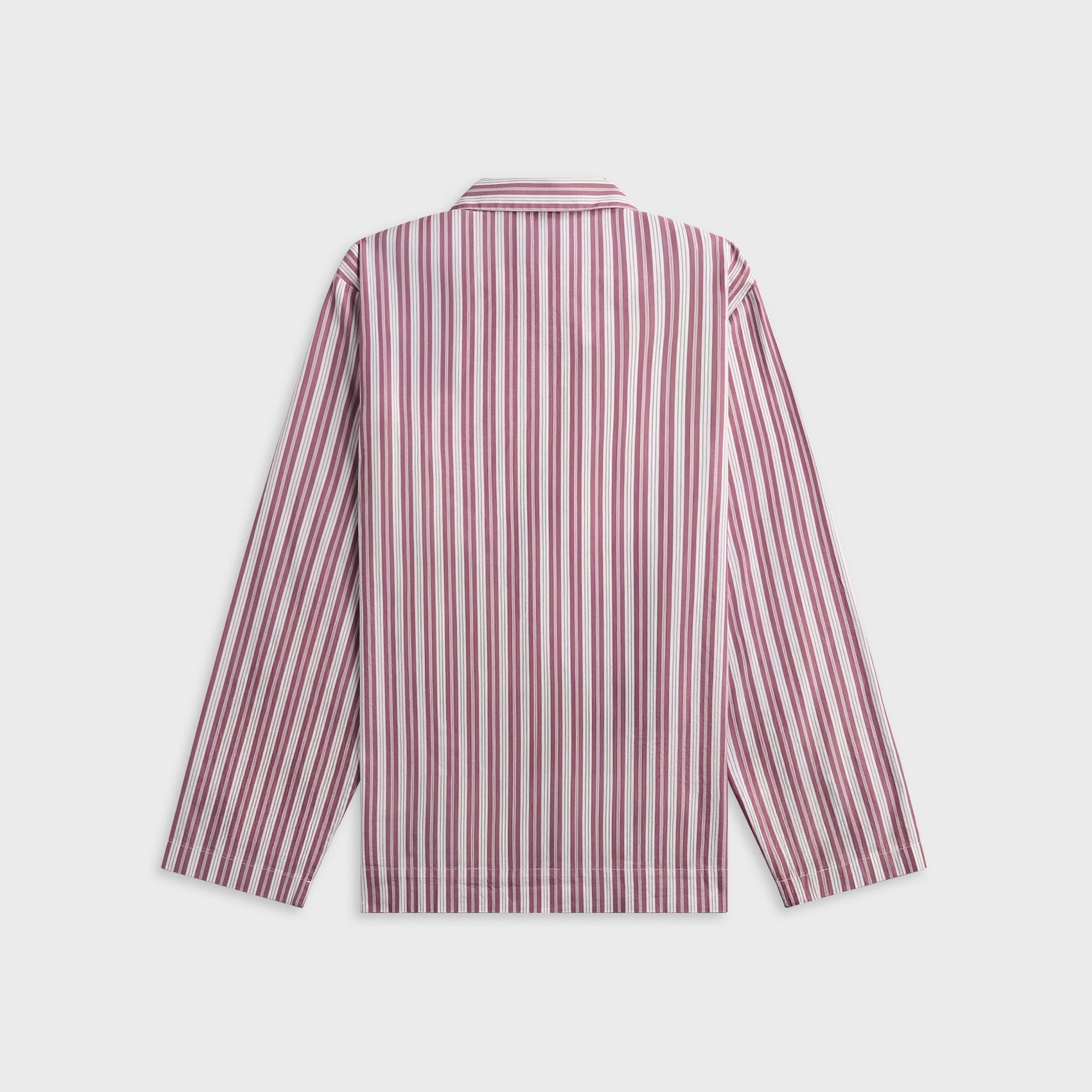 Tekla Poplin Long-Sleeved Pyjama Shirt - Pink / White