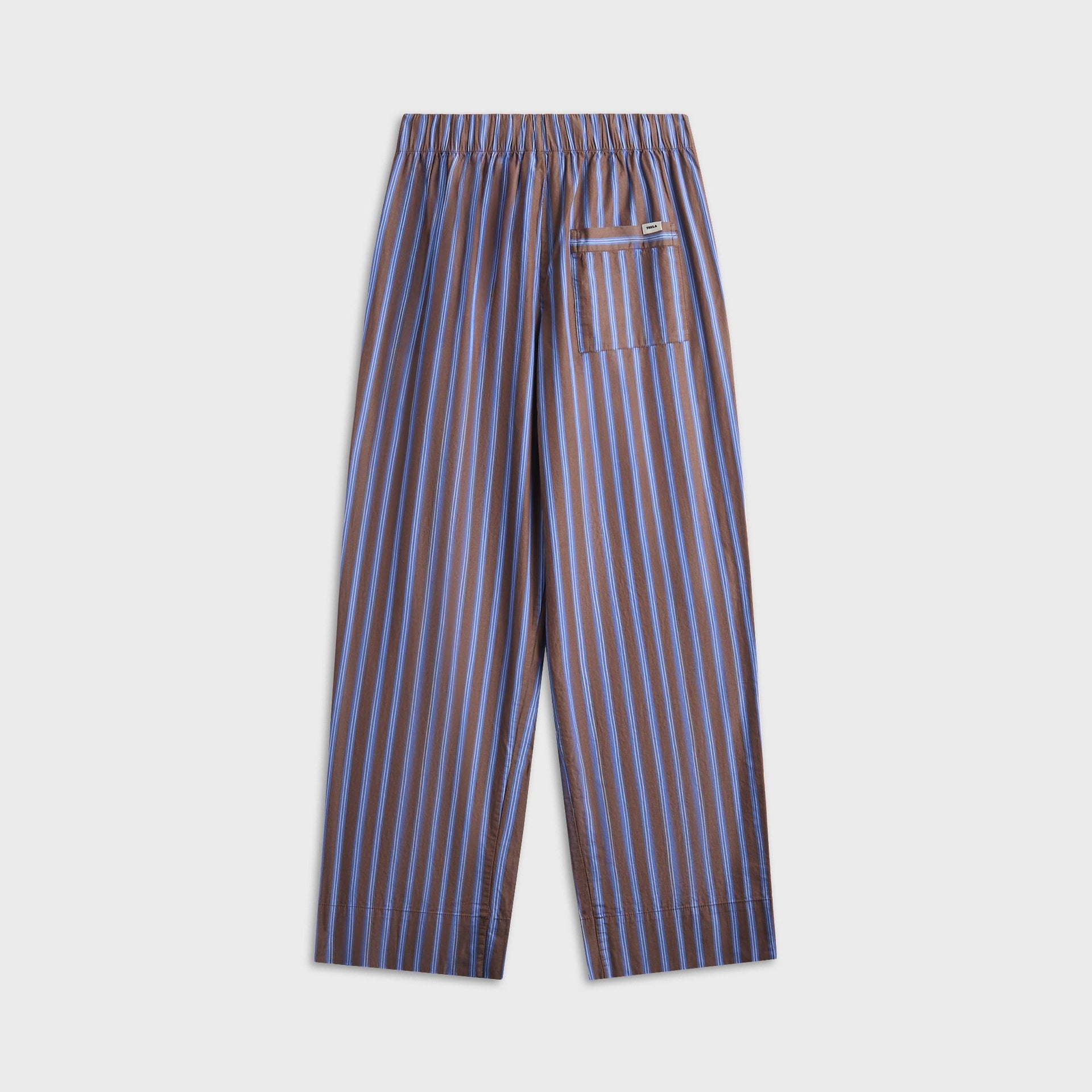 Tekla Chestnut Stripes Poplin Pyjama Pant - Brown / Light Blue